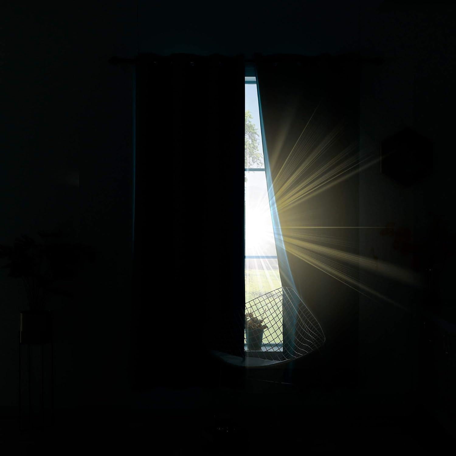 KOUFALL Aqua Bathroom Curtains Window,Set 2 Panels Coastal Decor Short Blackout Small Window Curtains for Kitchen Door Window,45 Inch Length,Mint Green