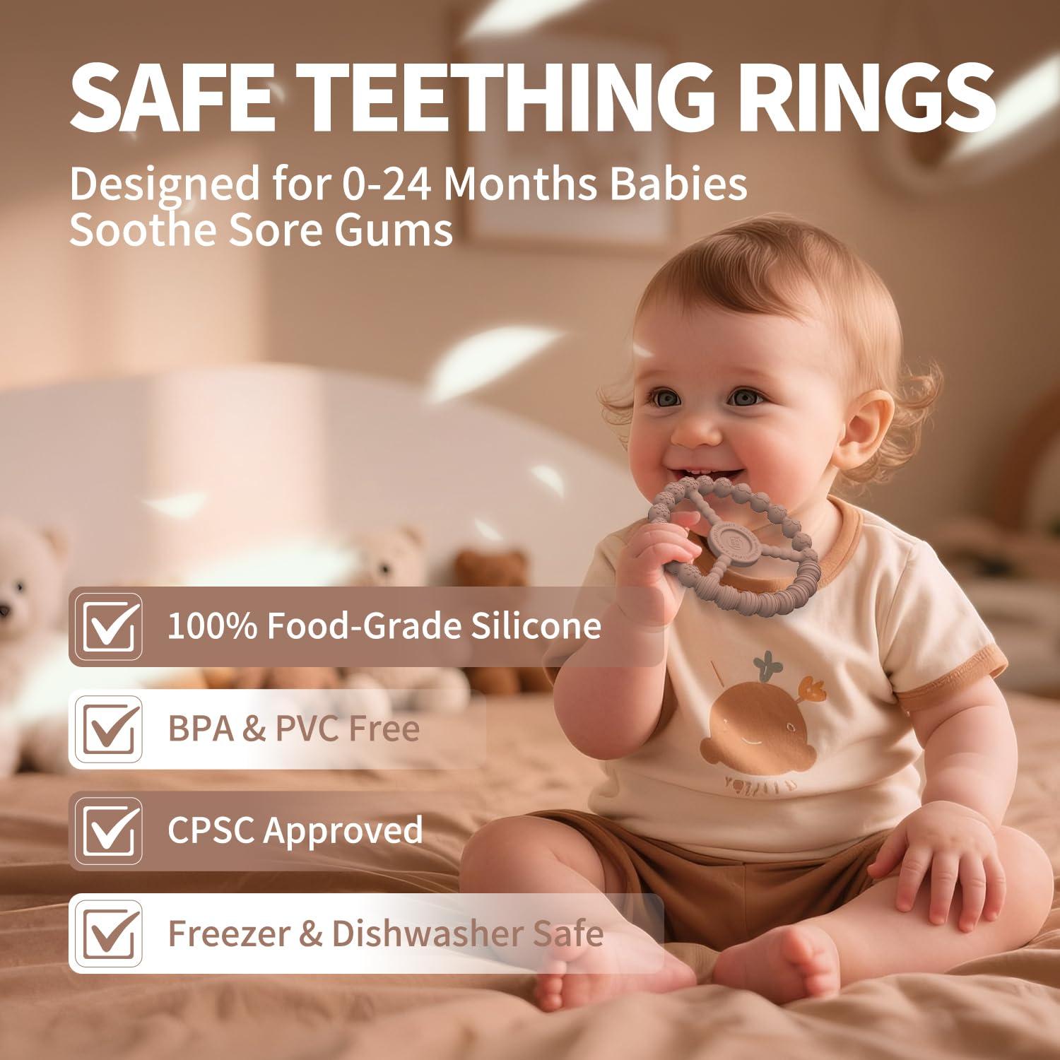 Mordedores de Silicona para Bebés 0-12 Meses - Paquete de 3