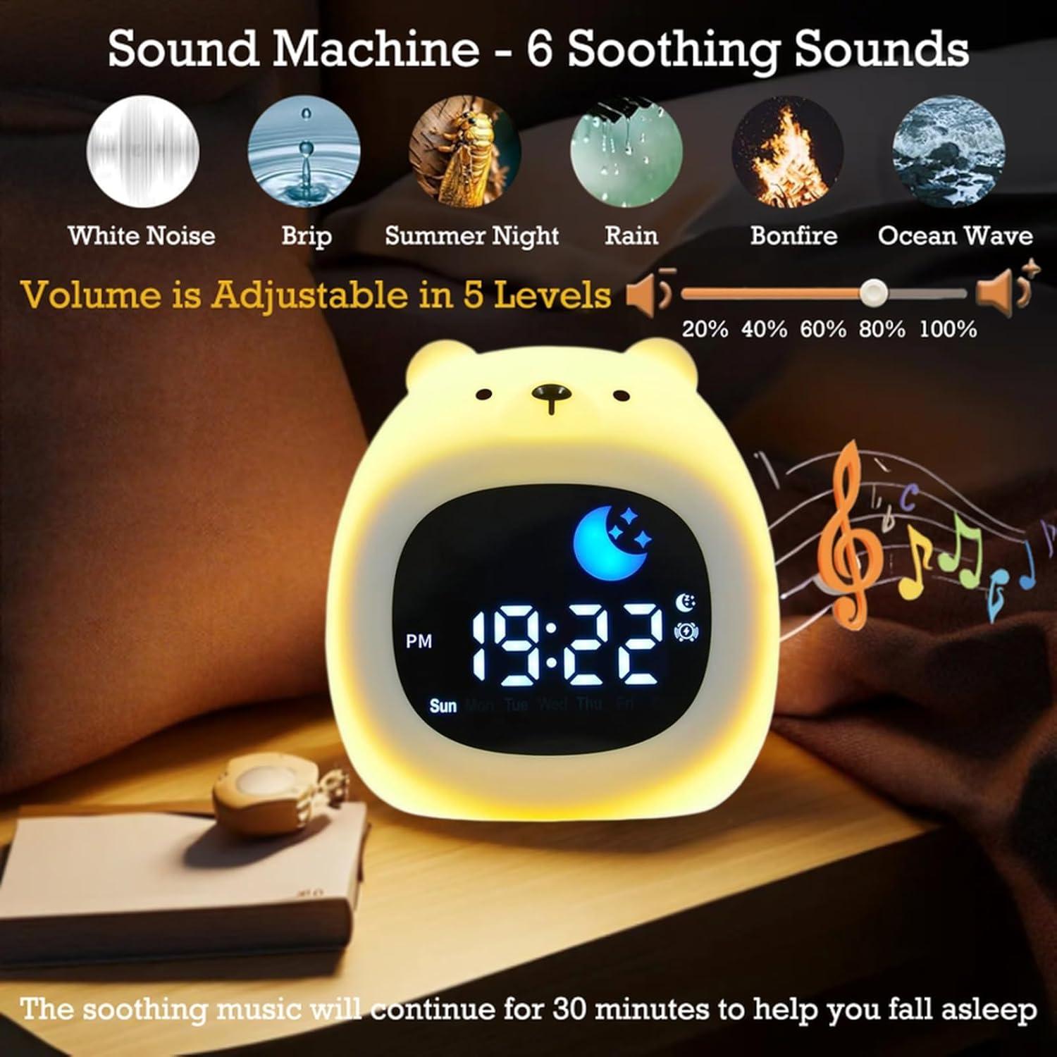 Reloj Despertador Infantil Oso xinjinhju con Luz Nocturna 9 Colores