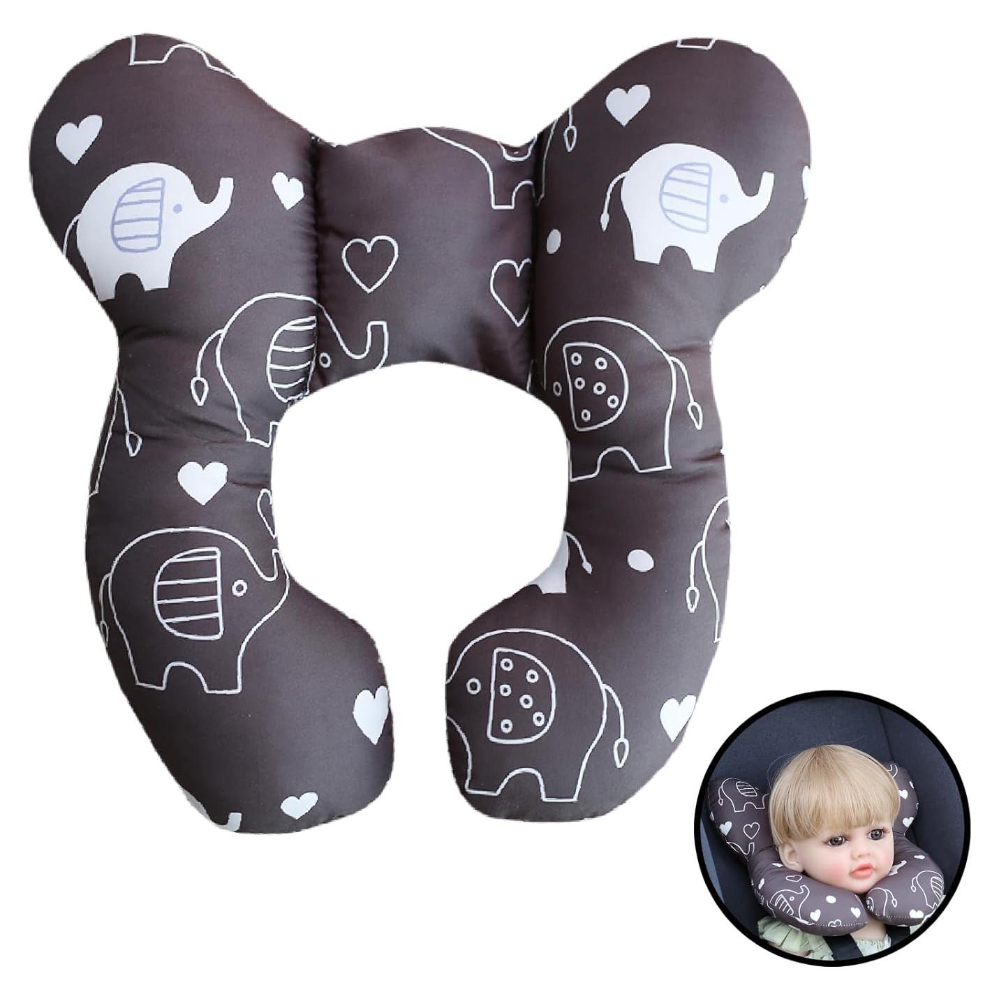 Almohada de Viaje para Bebés HPIENOYA Elefante Negro Suave