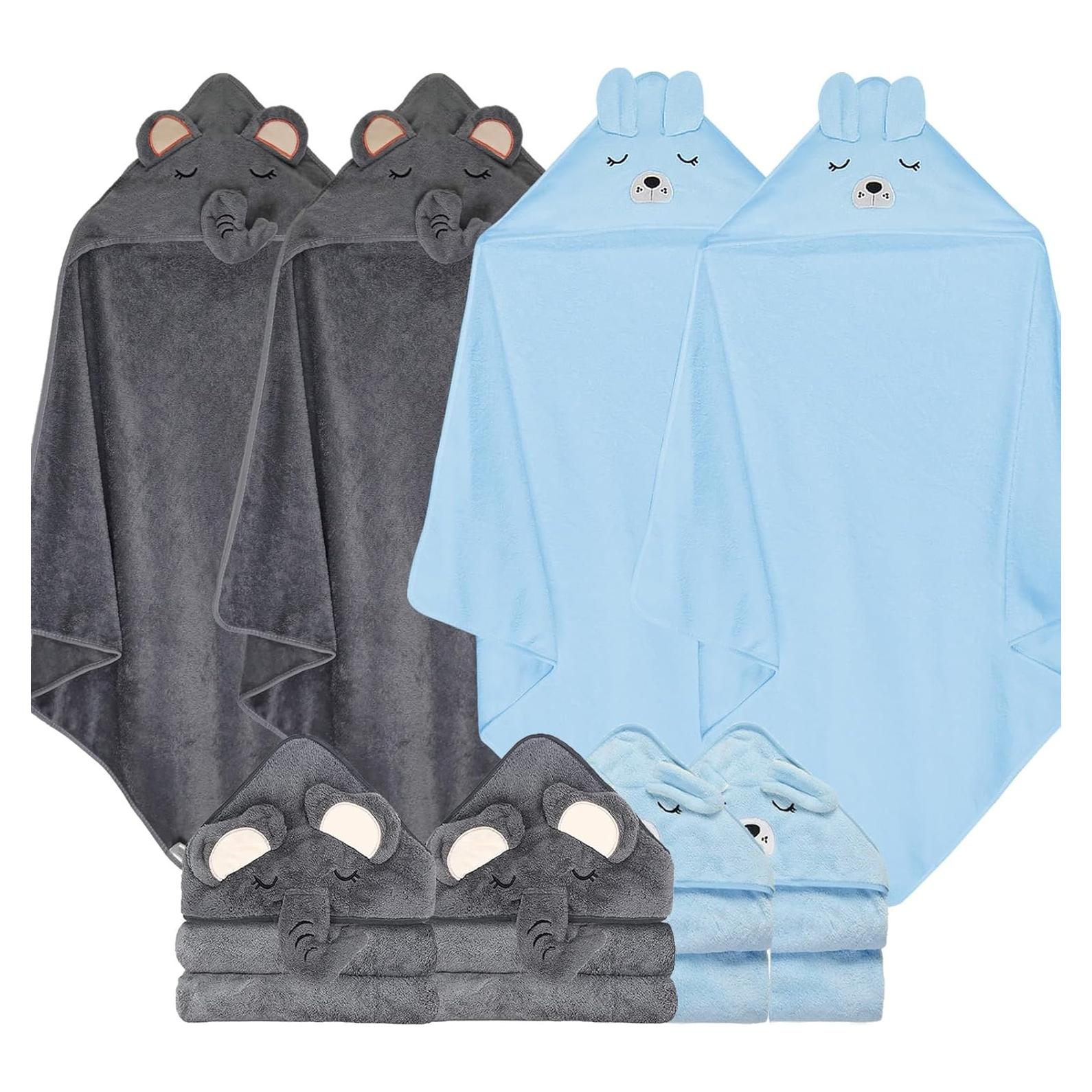 Juego de 4 Toallas con Capucha xpertwarm para Bebés 80x80cm