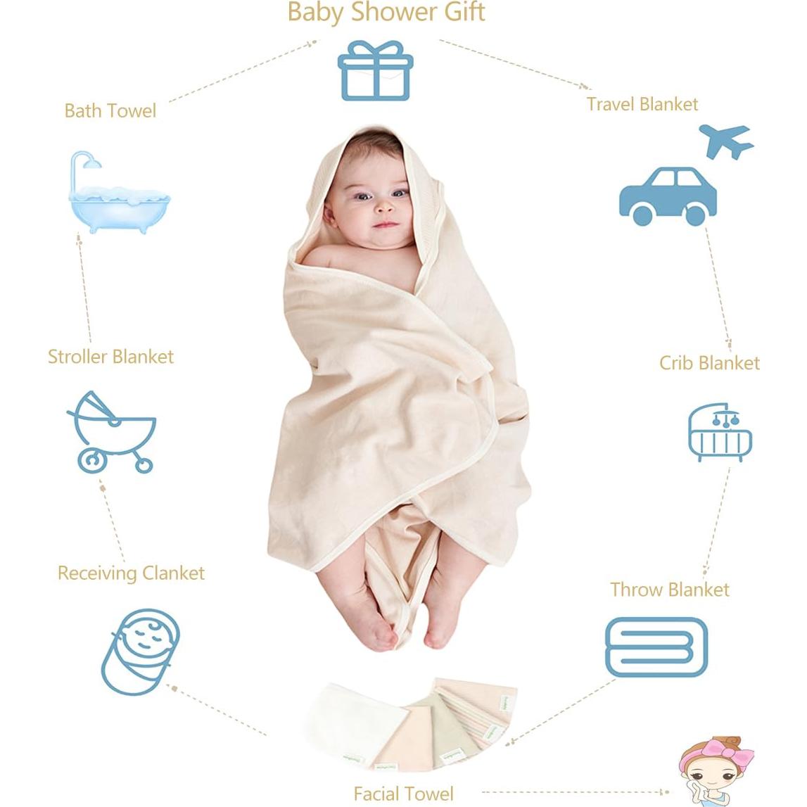 Paquete de 6 toallas con capucha Smluckyg 76.2 cm algodón orgánico