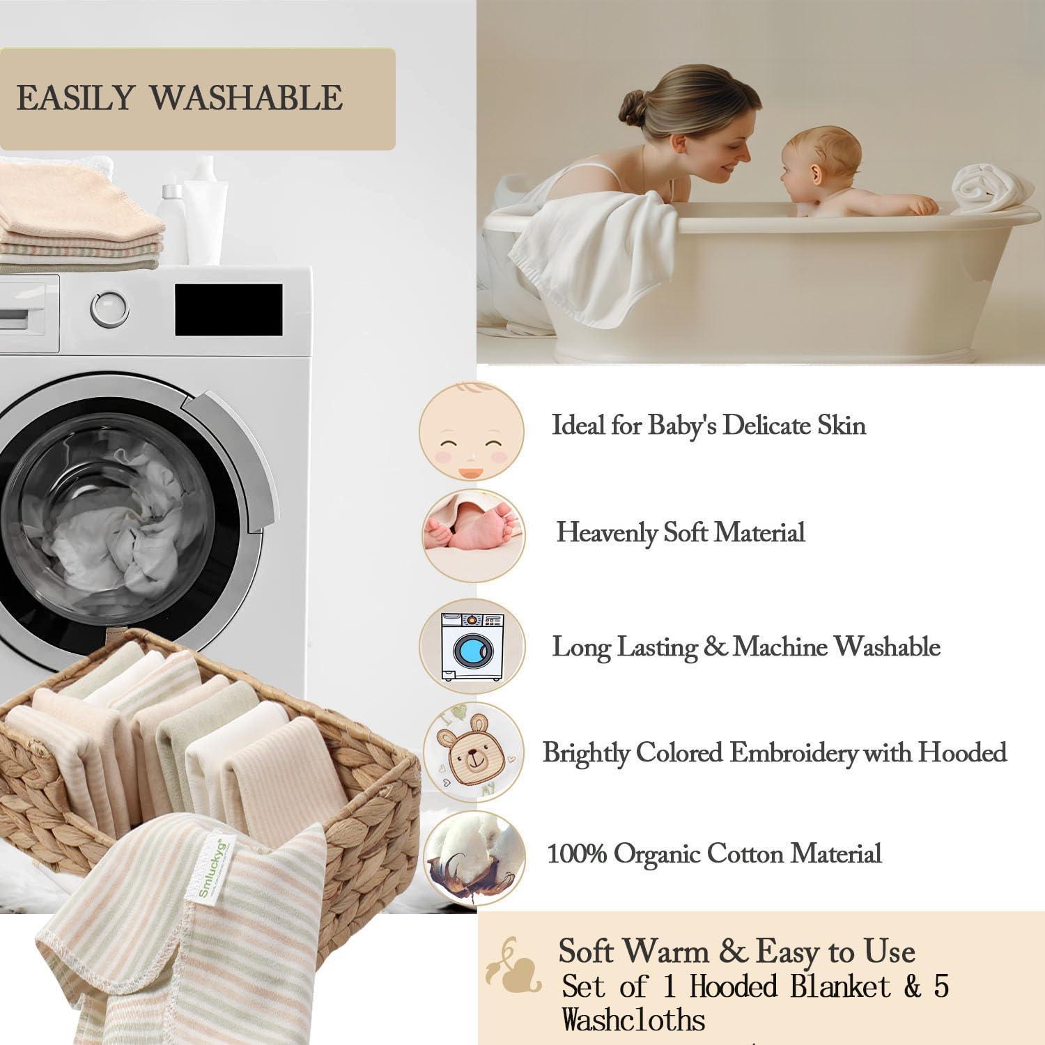 Paquete de 6 toallas con capucha Smluckyg 76.2 cm algodón orgánico