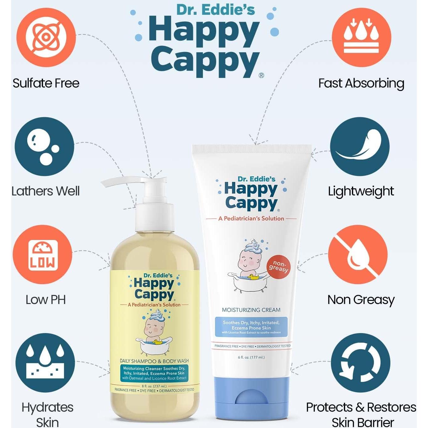 Champú y Gel de Baño Happy Cappy 414 ml + Crema Hidratante