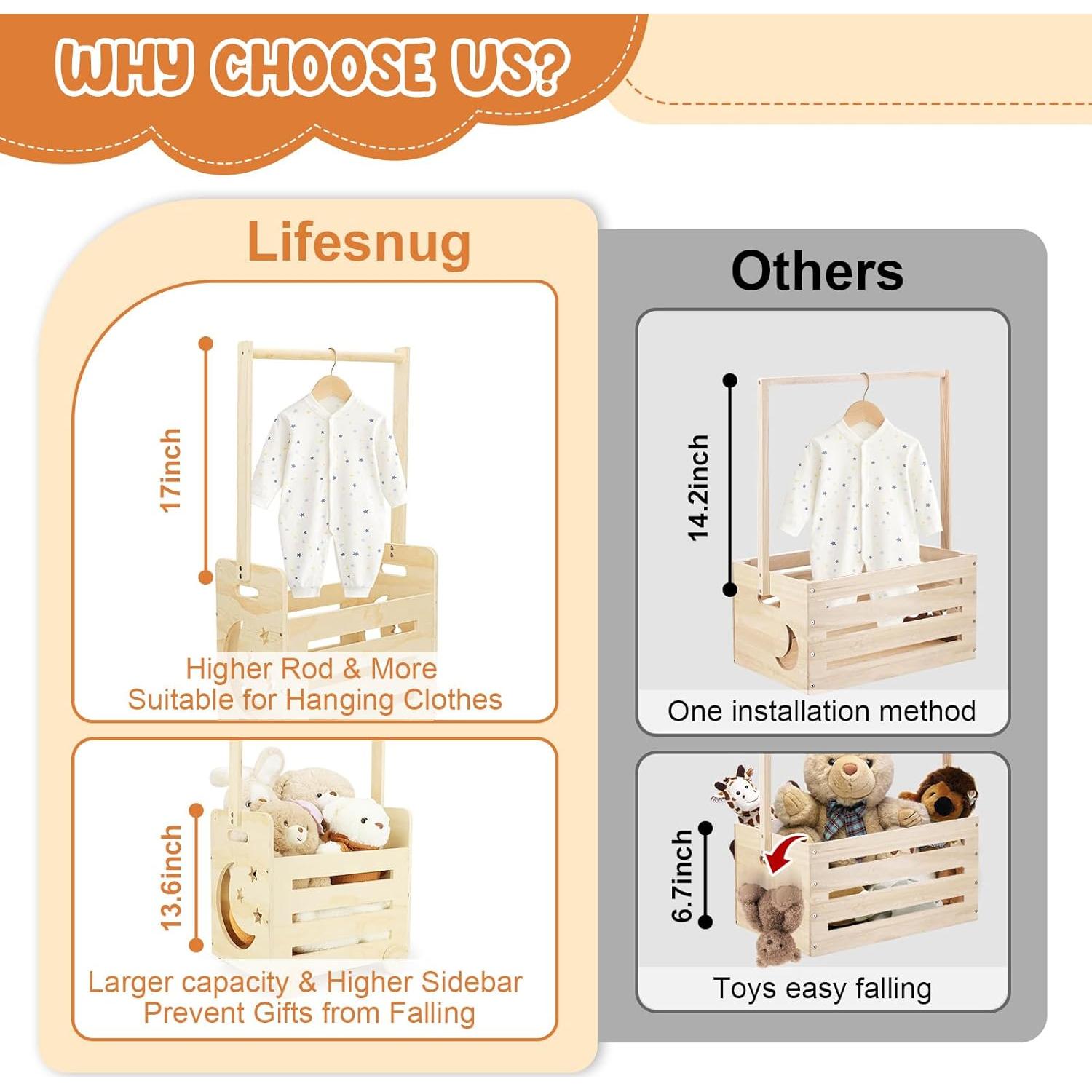 Caja de Madera para Bebé con Ruedas Lifesnug 71.1x34.5x22.9cm