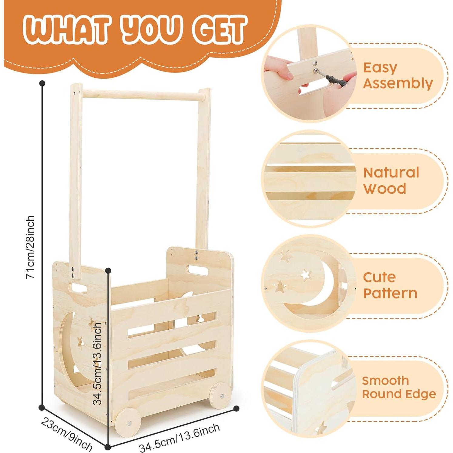 Caja de Madera para Bebé con Ruedas Lifesnug 71.1x34.5x22.9cm
