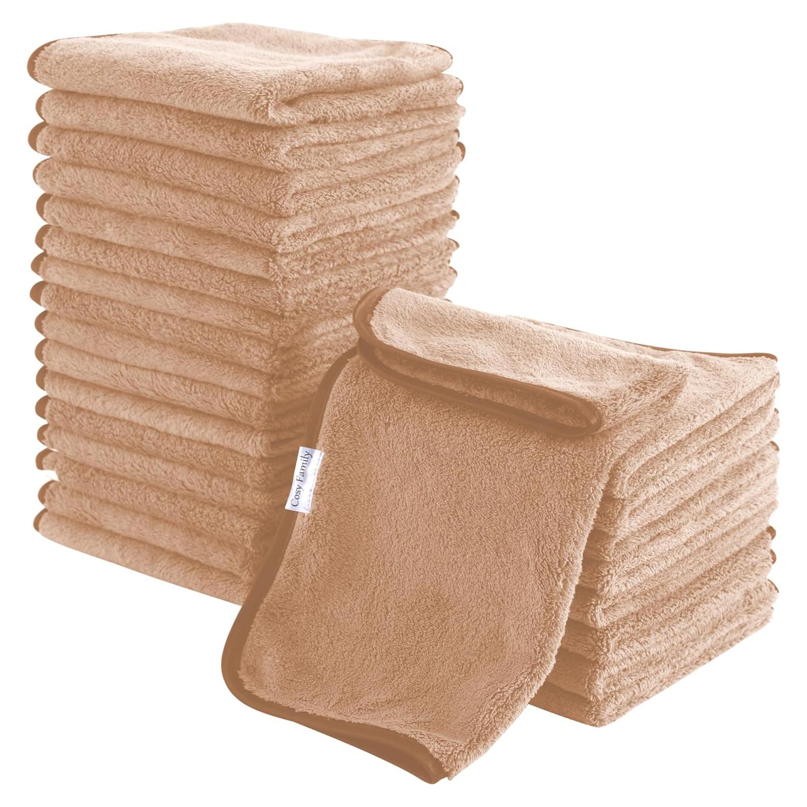 Juego de 24 Paños de Baño Cosy Family - 30.48 cm - Marrón