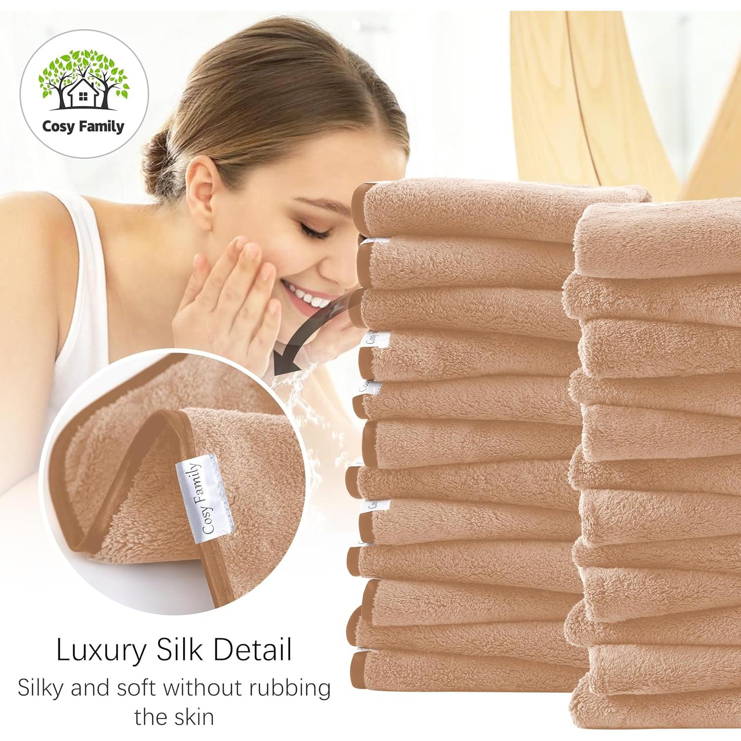 Juego de 24 Paños de Baño Cosy Family - 30.48 cm - Marrón