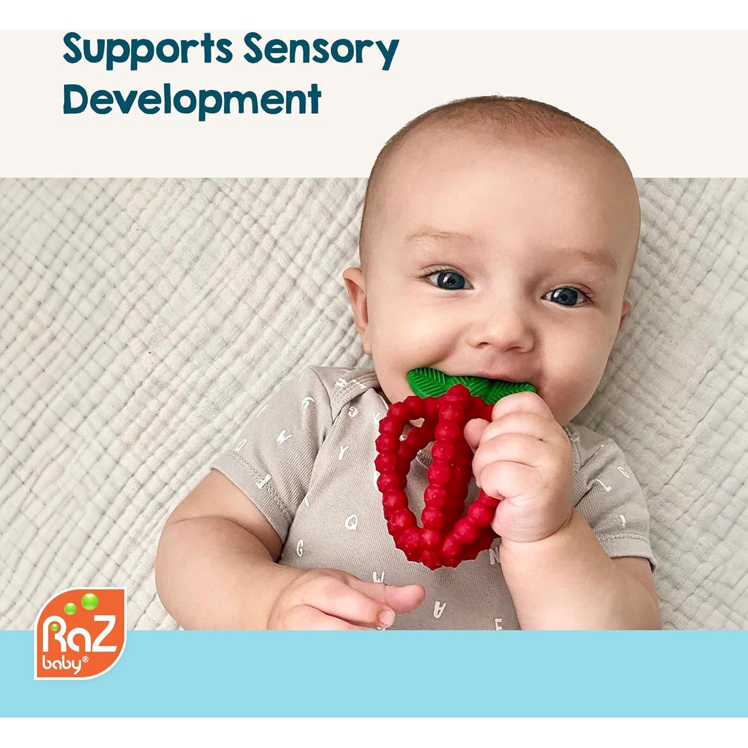 RaZbaby Bites Juguete de Dentición Silicona Bebés 3+ Meses Azul