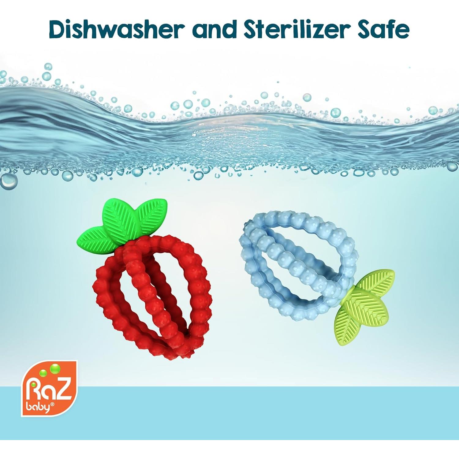 RaZbaby Bites Juguete de Dentición Silicona Bebés 3+ Meses Azul