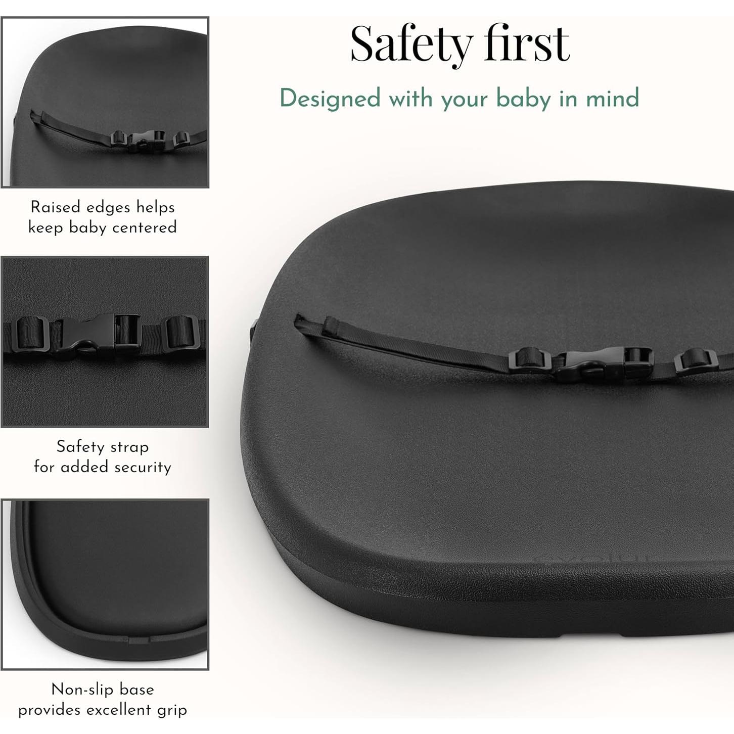 Cambiador de Bebé Evolur Eva Portátil Impermeable Negro 76.2x40.6cm