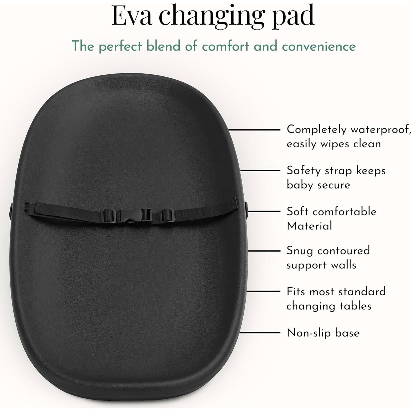 Cambiador de Bebé Evolur Eva Portátil Impermeable Negro 76.2x40.6cm