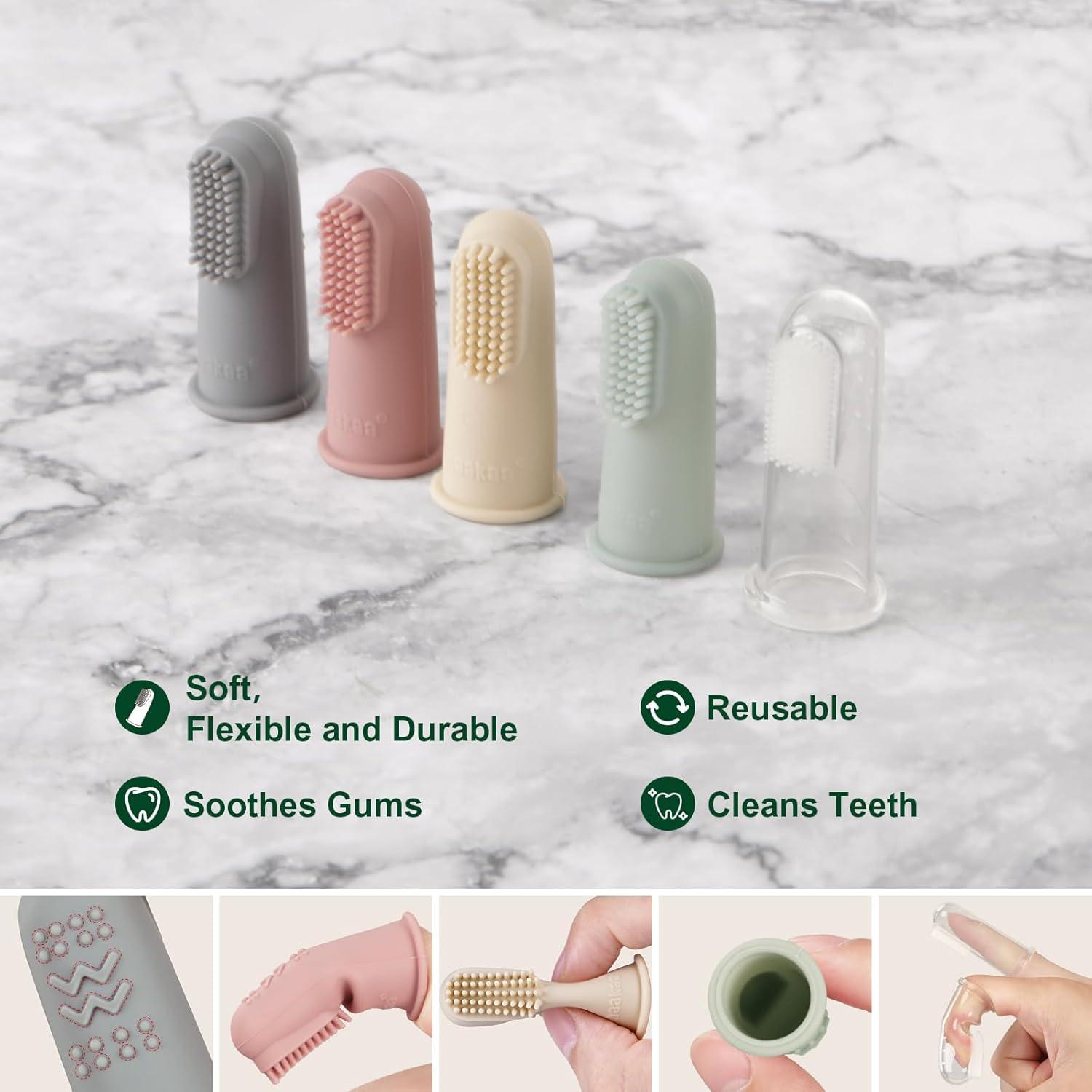 Cepillo de Dedo de Silicona Haakaa Rubor - 2 Paquetes para Bebés