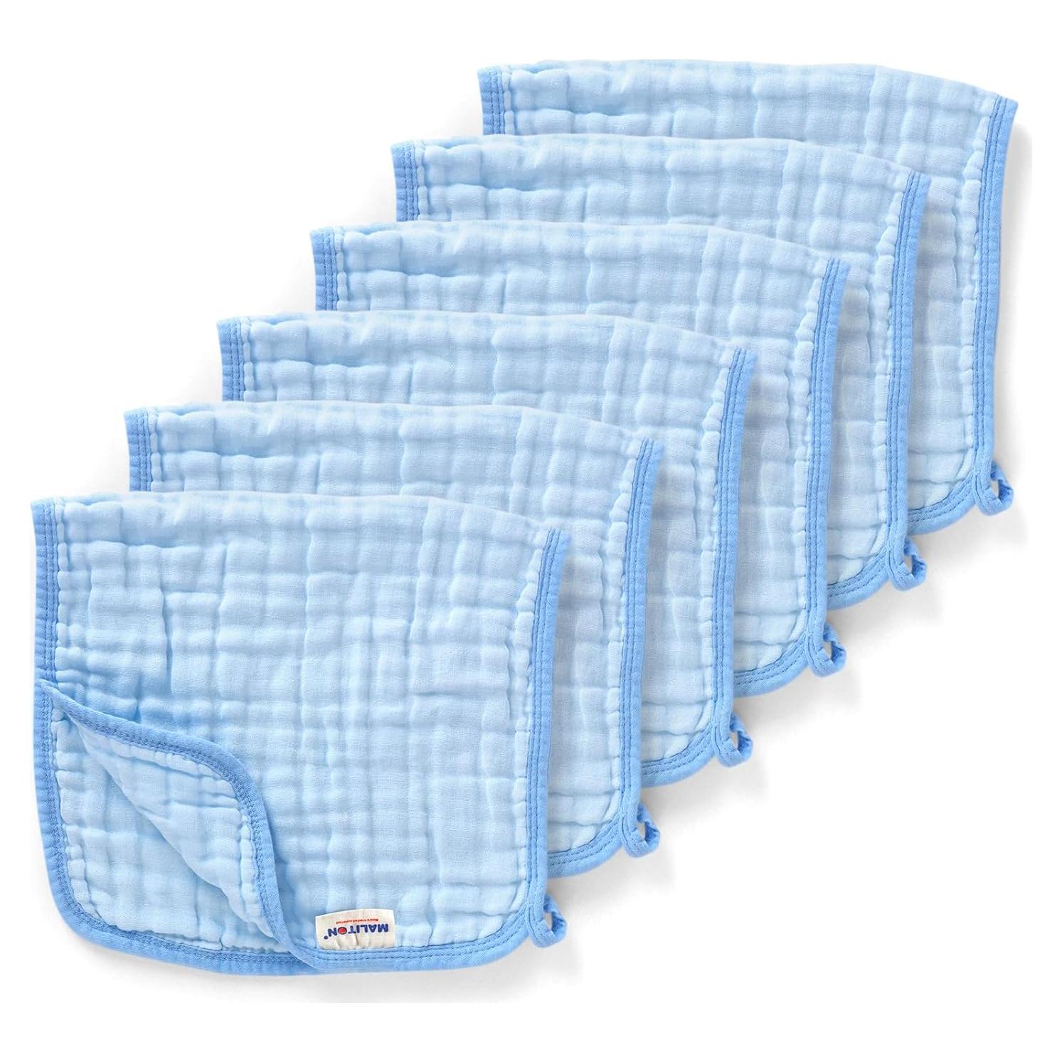 Paquete de 6 Pañales de Muselina Maliton 100% Algodón Azul