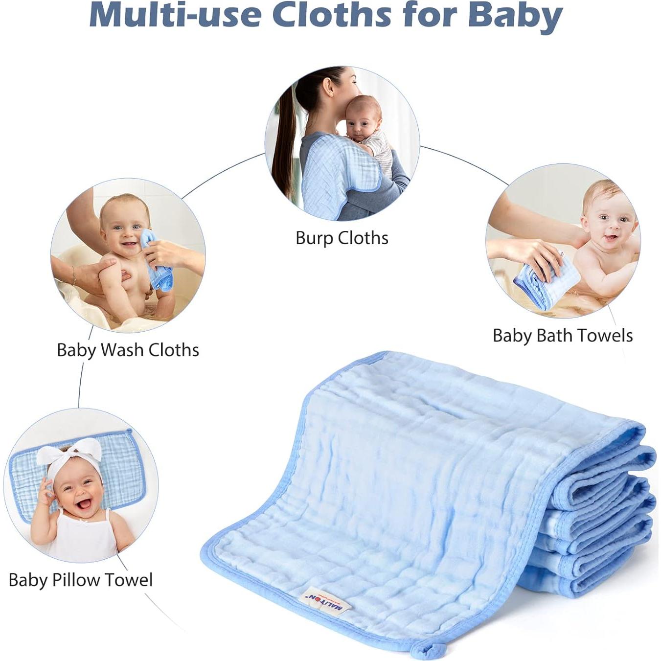 Paquete de 6 Pañales de Muselina Maliton 100% Algodón Azul