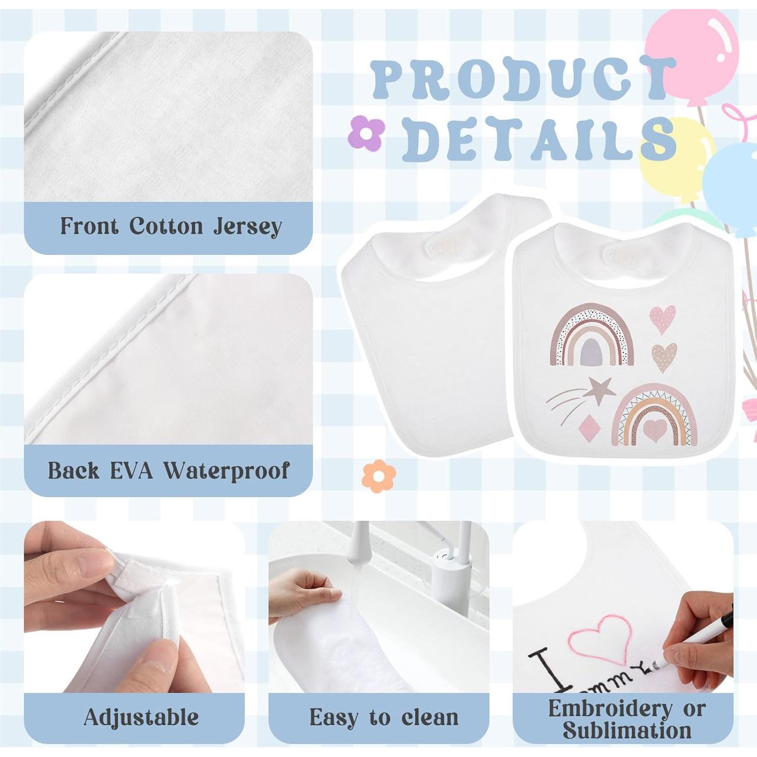 Baberos Blancos Toulite 6 Pcs Reutilizables Impermeables 30x20 cm