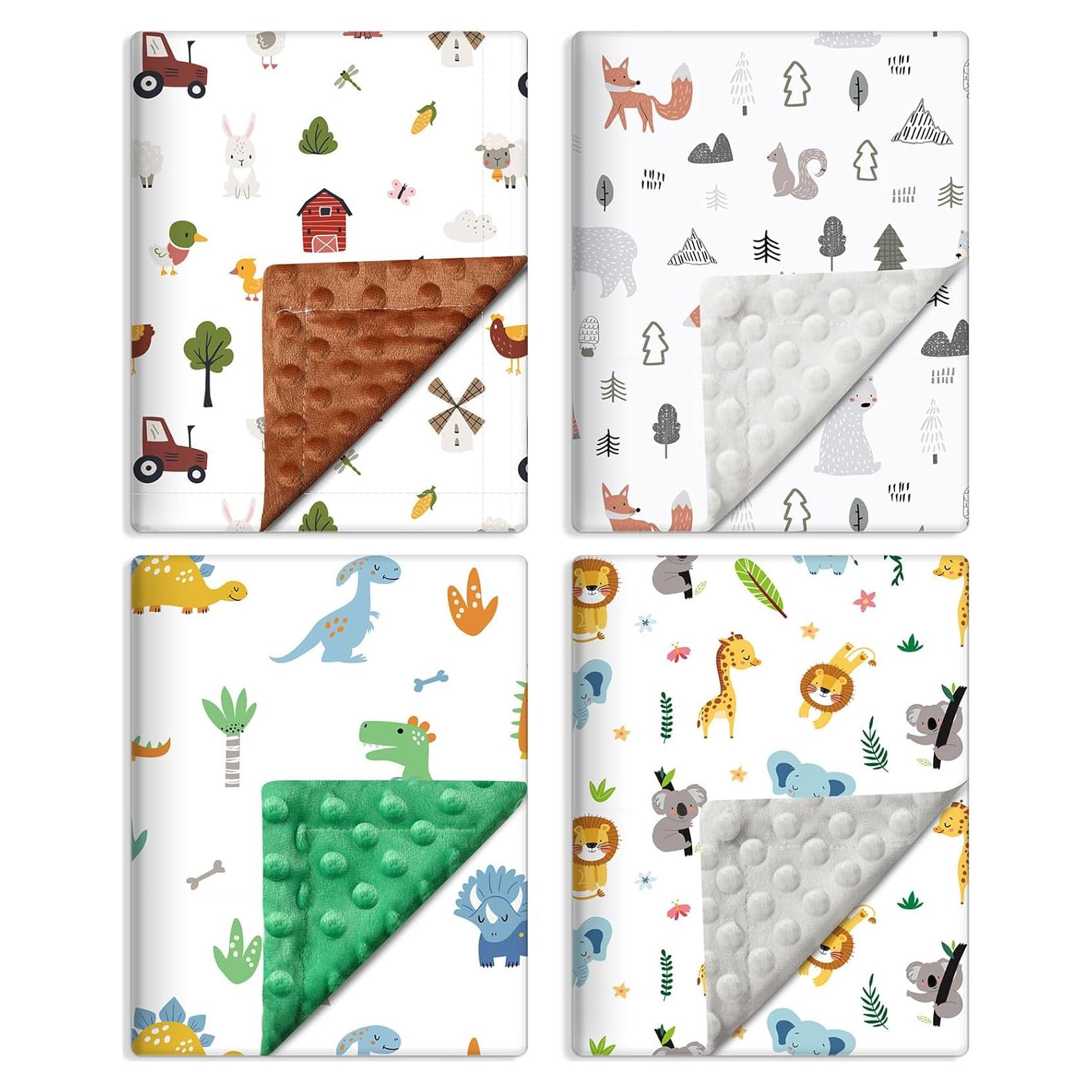 Mantas para Bebés Tiamon 4 Pack Doble Capa 76x102 cm Animales