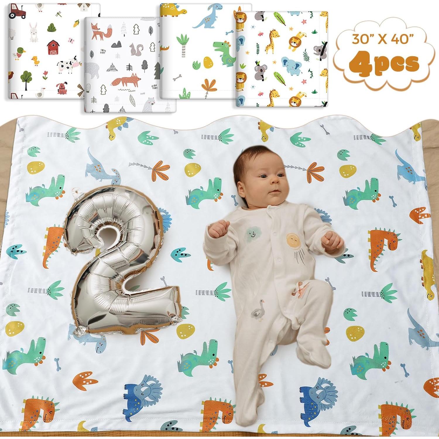 Mantas para Bebés Tiamon 4 Pack Doble Capa 76x102 cm Animales