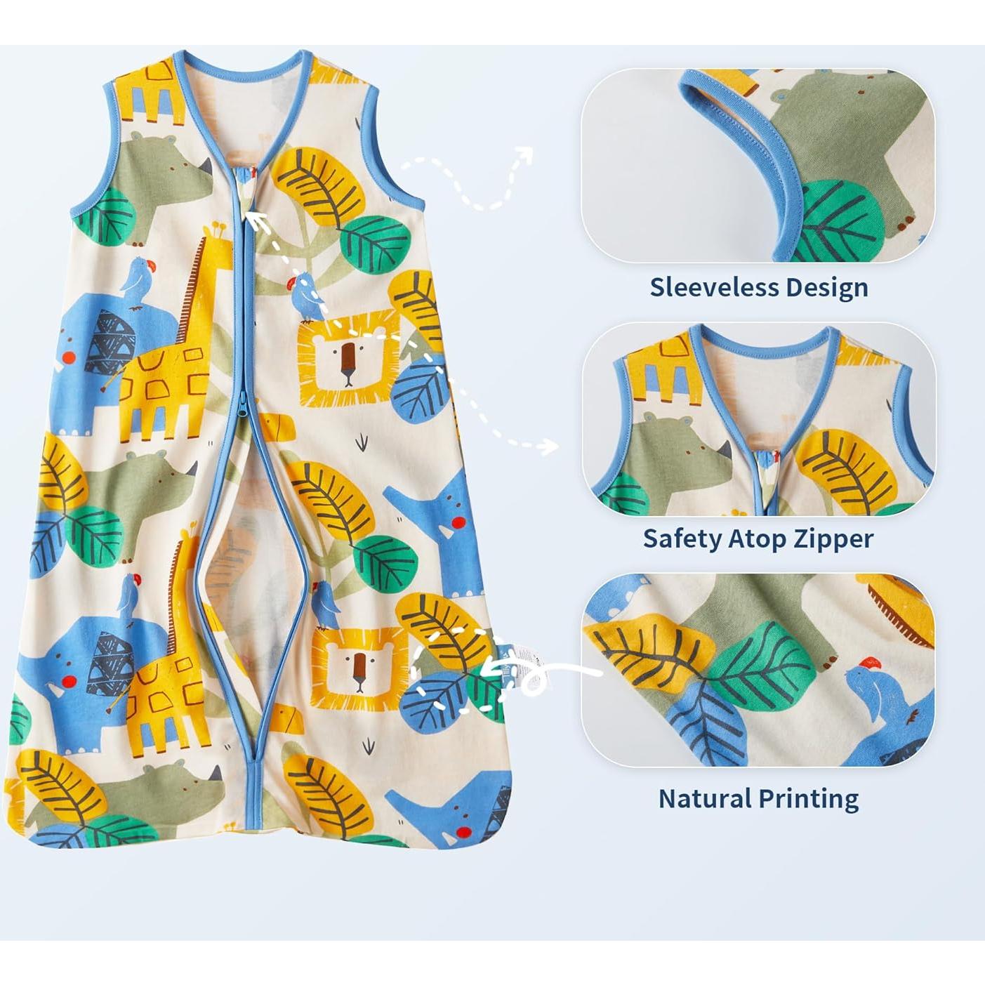 Saco de Sueño TILLYOU 2 Pack Bebés 0-6 Meses Algodón 0.5 TOG