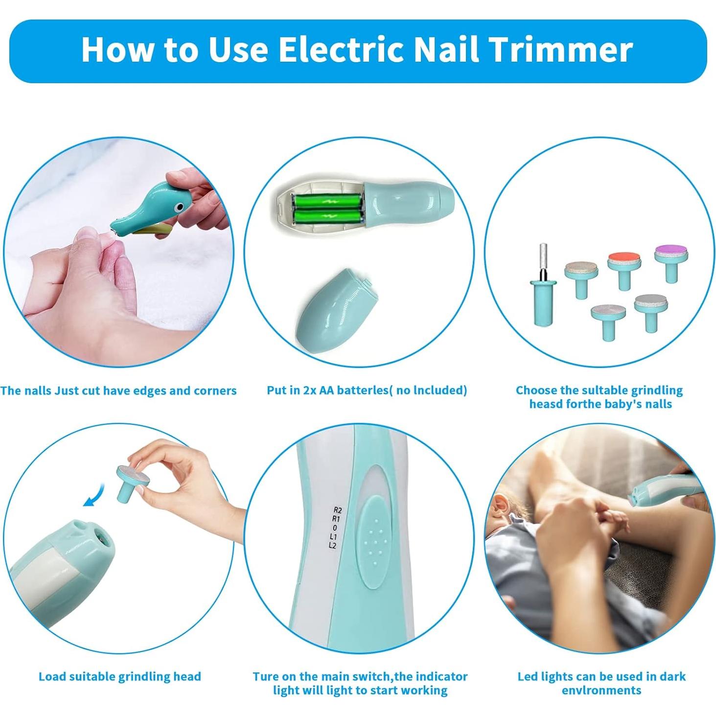 Kit de Cuidado para Bebés 26 en 1 - Cortador Eléctrico Azul