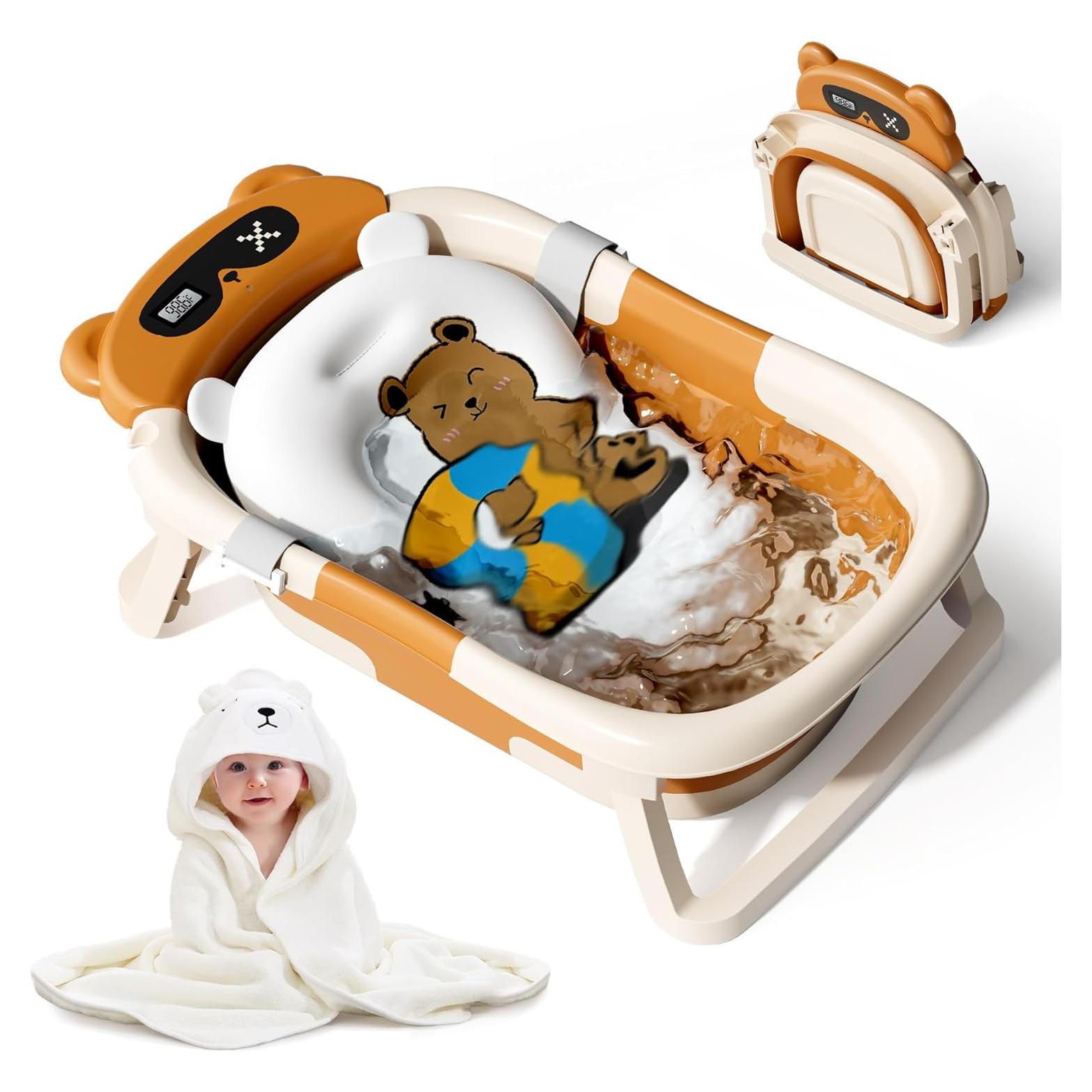 Bañera Plegable para Bebés Kerbwry con Toalla y Cojín