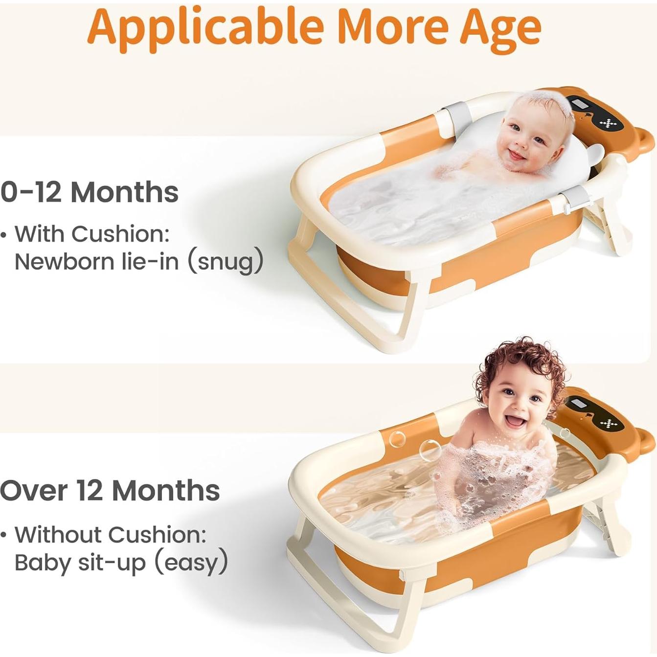 Bañera Plegable para Bebés Kerbwry con Toalla y Cojín