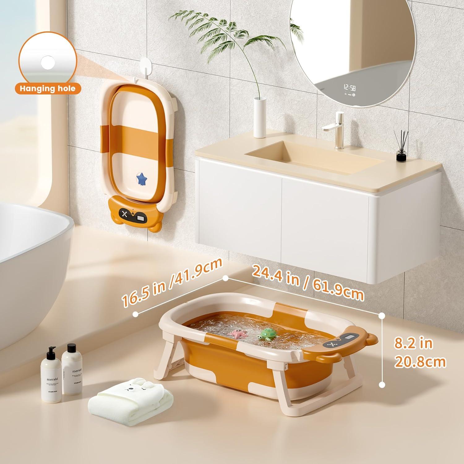 Bañera Plegable para Bebés Kerbwry con Toalla y Cojín