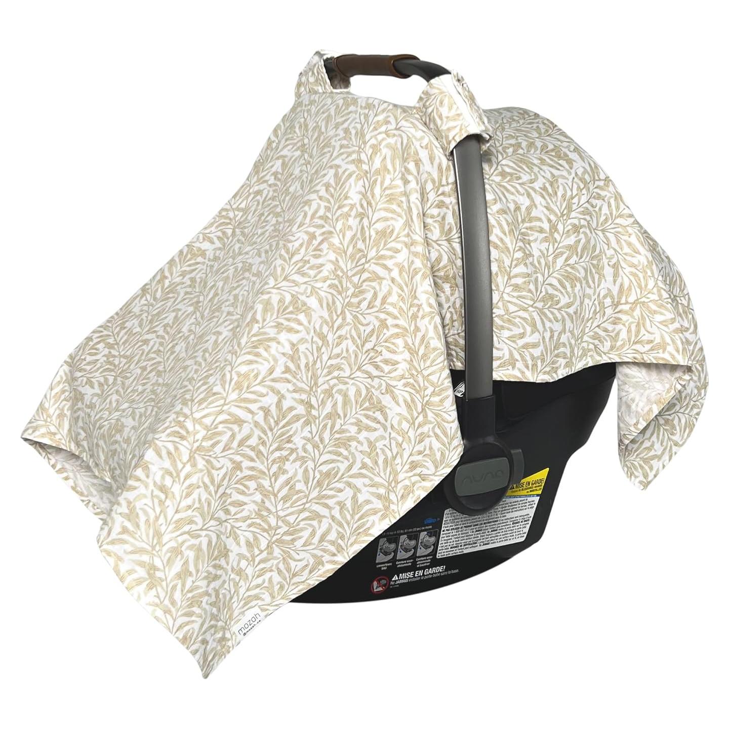 Cubierta de Asiento de Auto para Bebé MOZAH - Muselina Orgánica Beige