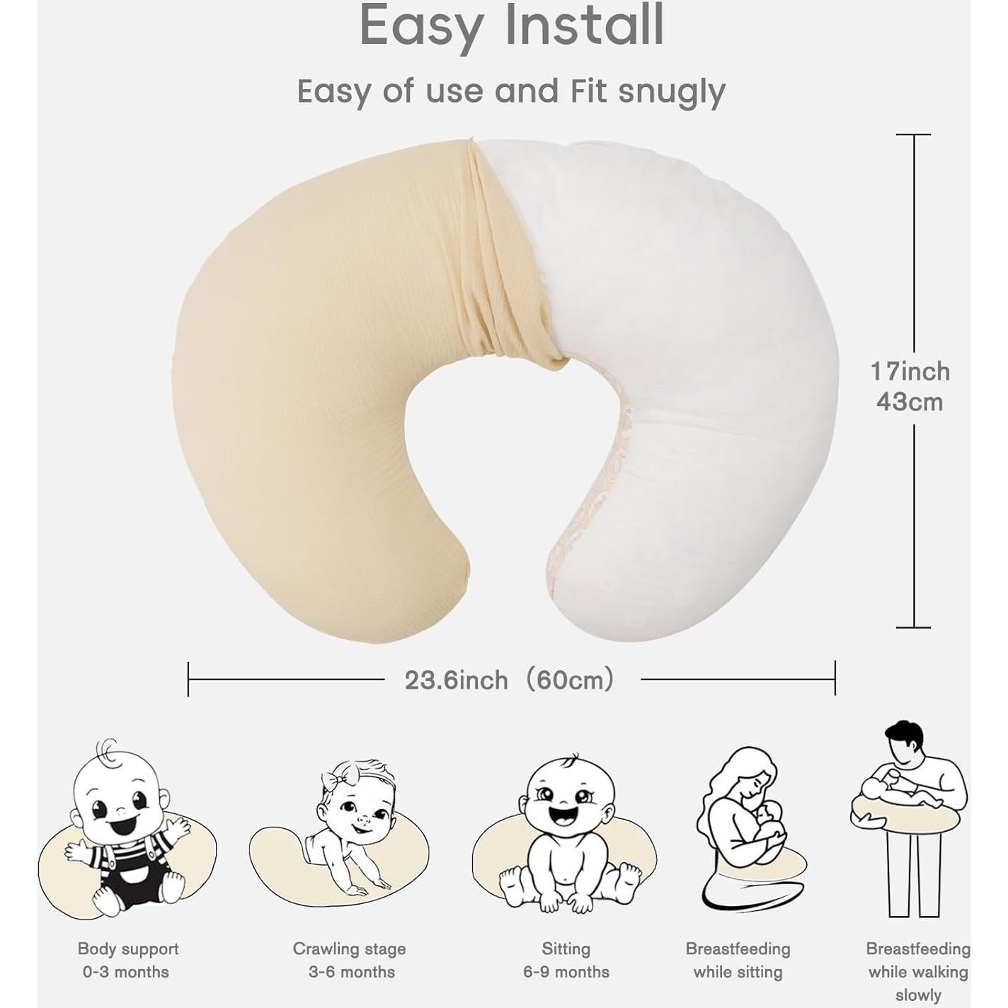 FUNUPUP Funda de Almohada de Muselina 100% Algodón Beige