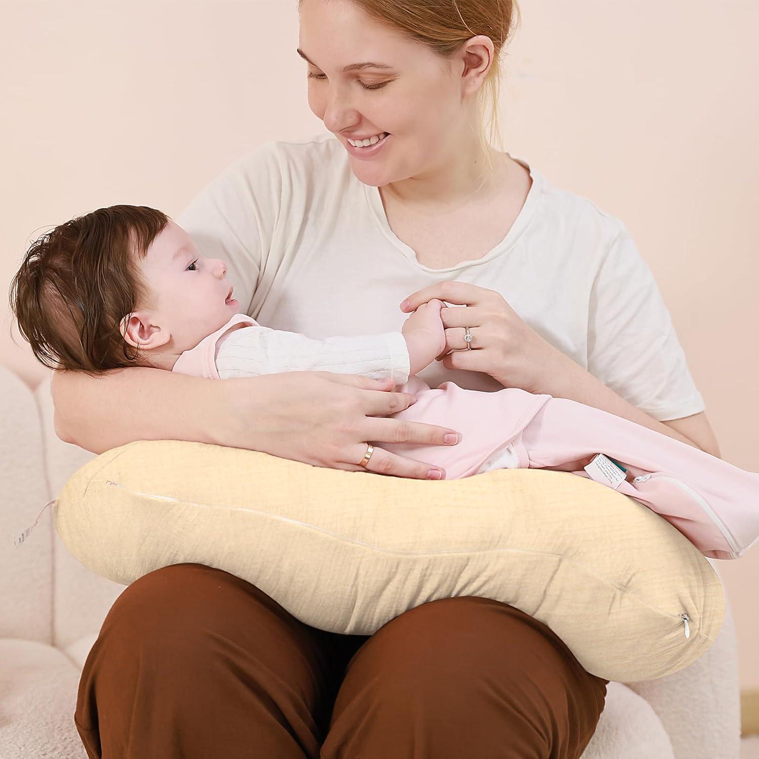 FUNUPUP Funda de Almohada de Muselina 100% Algodón Beige