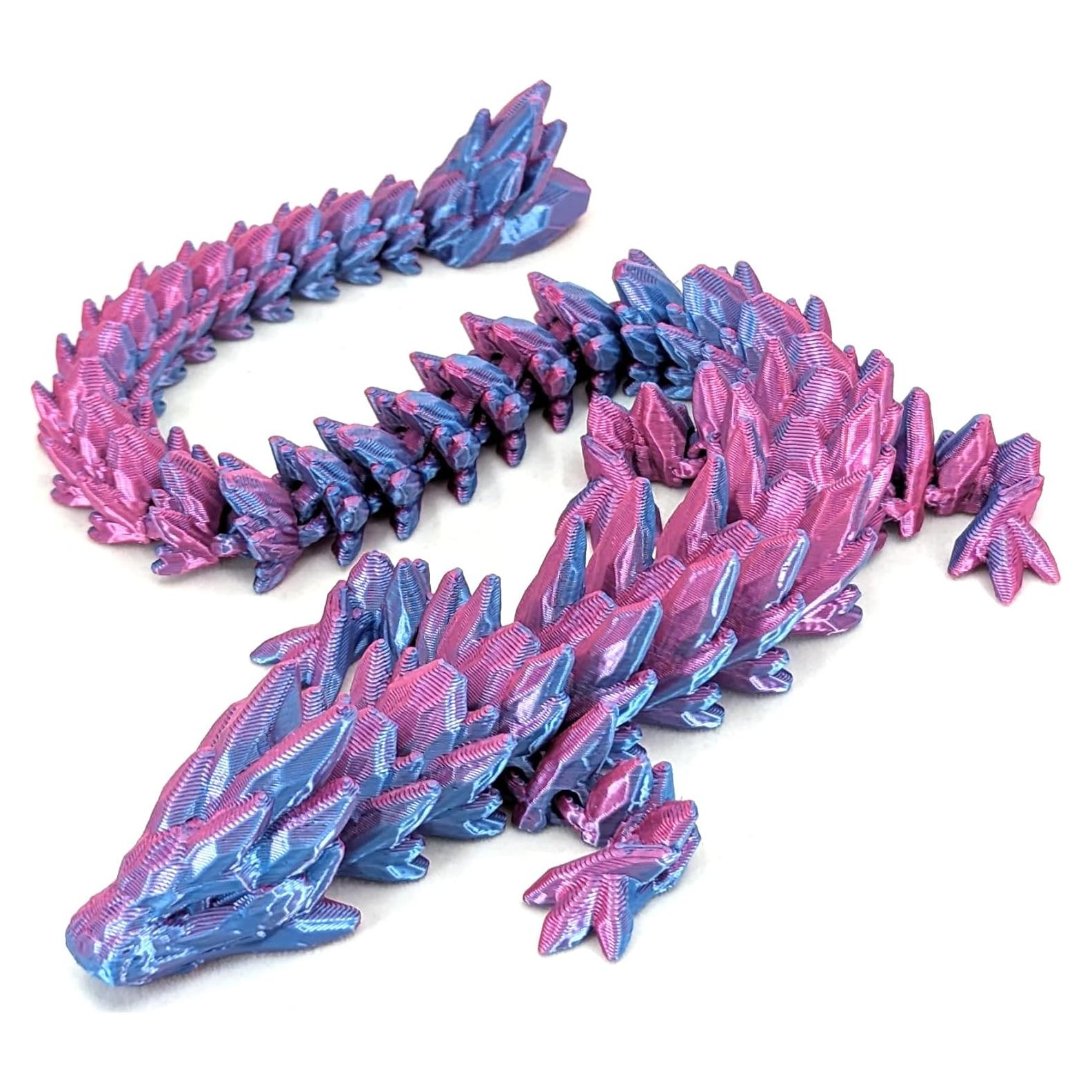 Dragón Articulado de Piedra Preciosa 30.48 cm - Frambuesa Azul