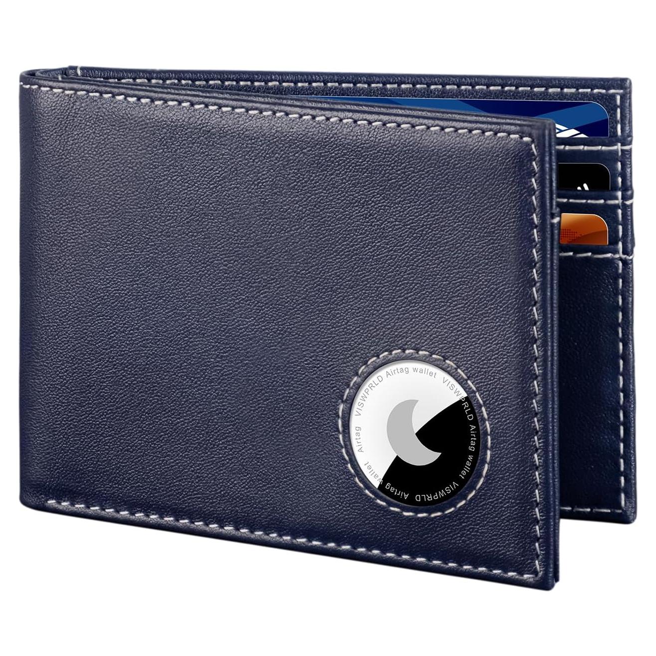 Billetera Bifold de Cuero VISWORLD con Soporte para AirTag y Bloqueo RFID