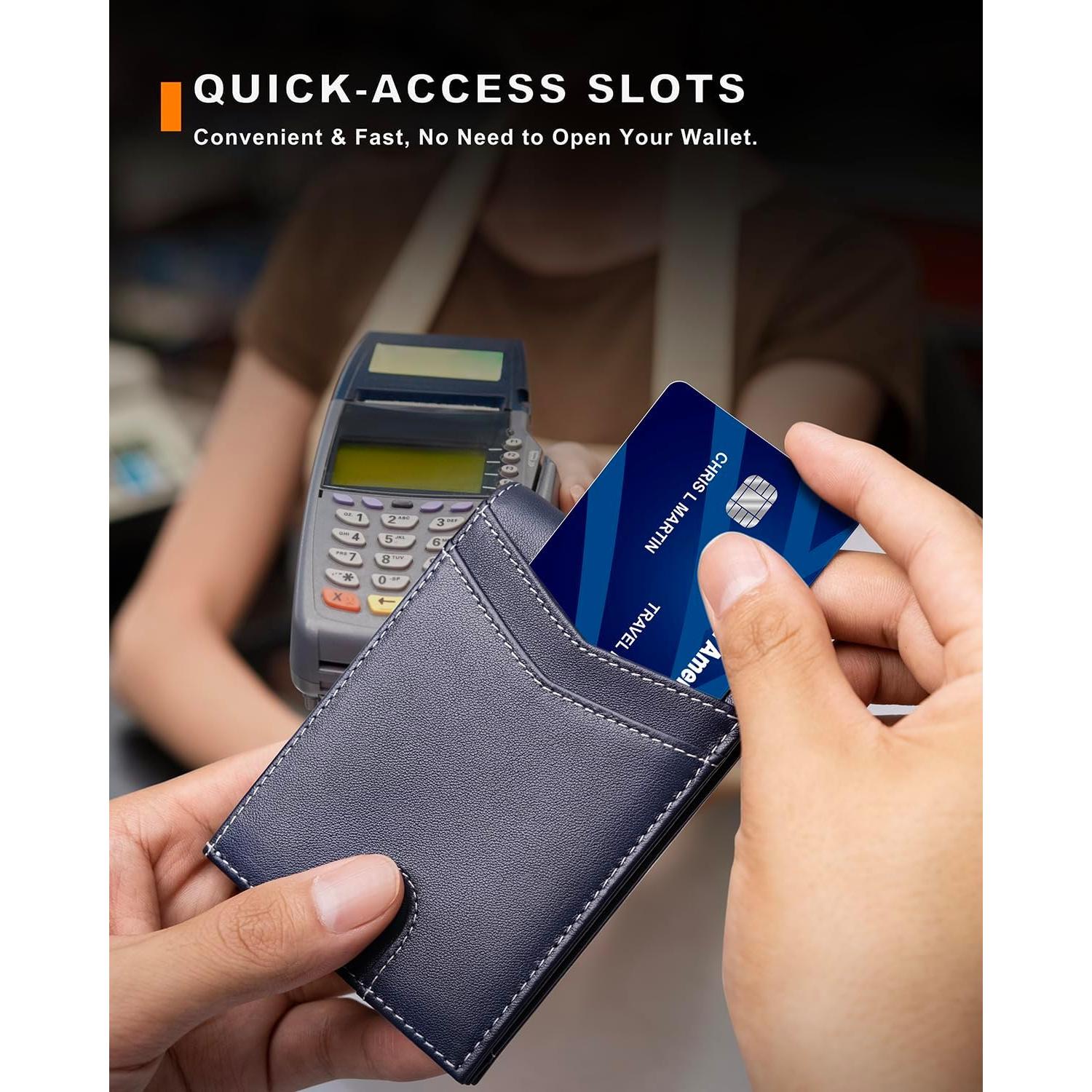 Billetera Bifold de Cuero VISWORLD con Soporte para AirTag y Bloqueo RFID