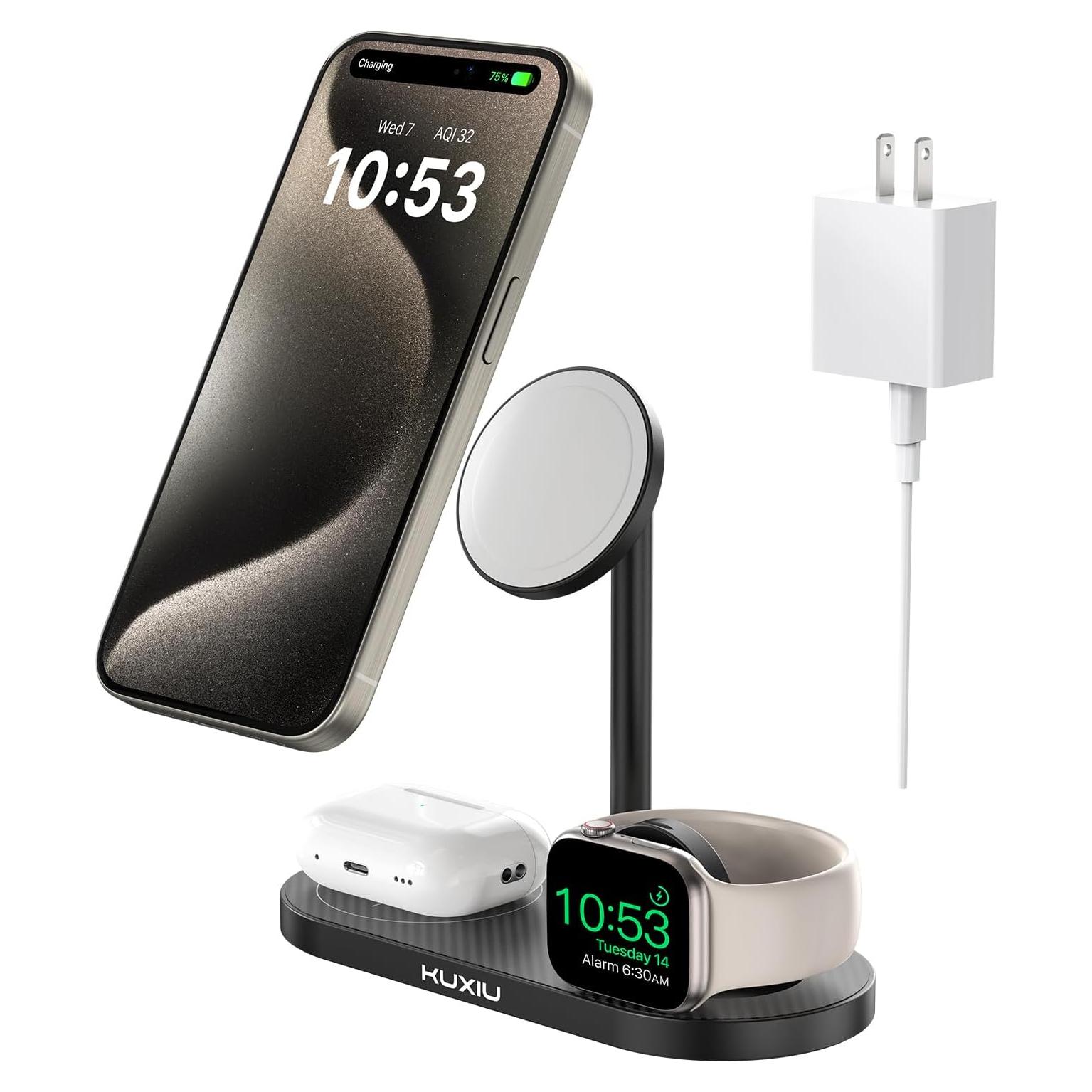 Estación de Carga 3 en 1 Aluminio para iPhone, Apple Watch, AirPods