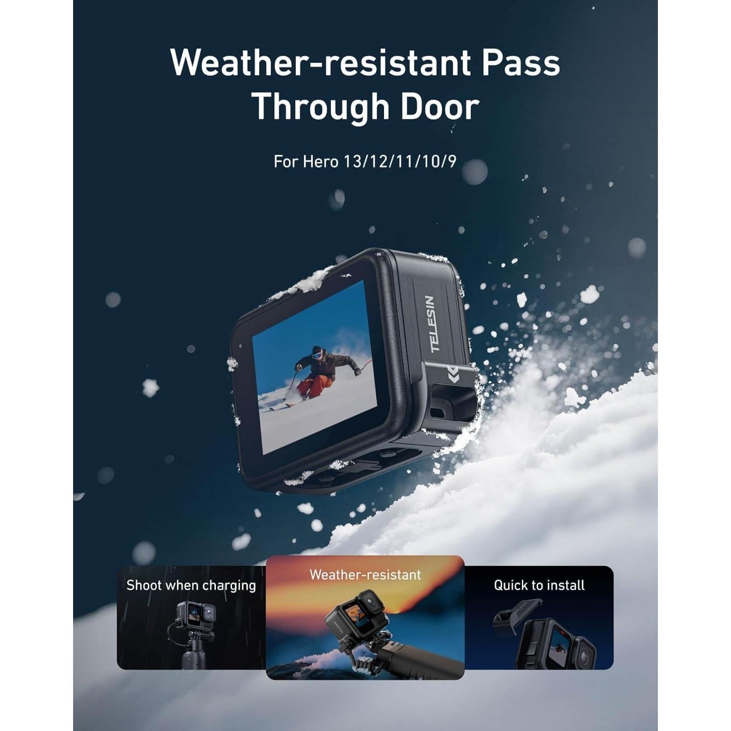 Cubierta de Batería TELESIN para GoPro Hero 9-13 Resistente