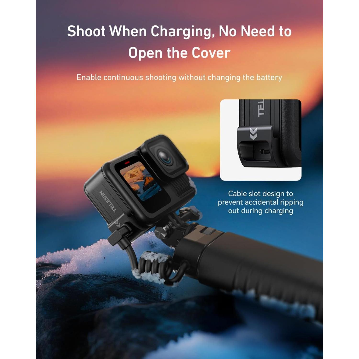 Cubierta de Batería TELESIN para GoPro Hero 9-13 Resistente