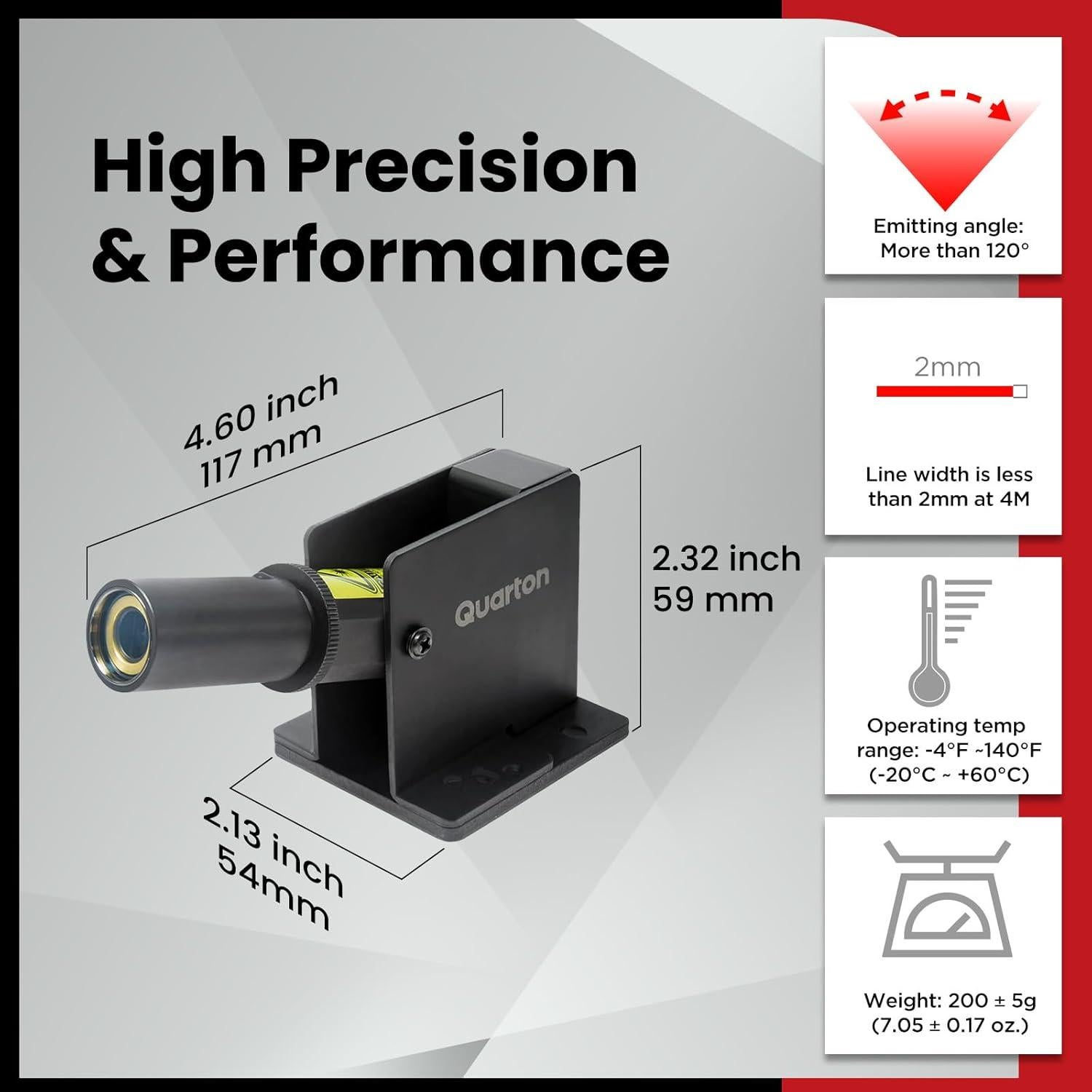 Nivel Láser ML-100 Quarton Línea Roja 30.48m Impermeable