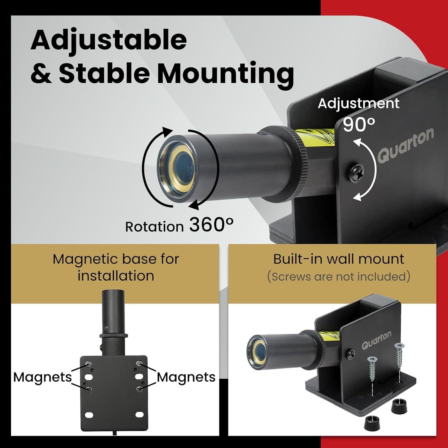 Nivel Láser ML-100 Quarton Línea Roja 30.48m Impermeable