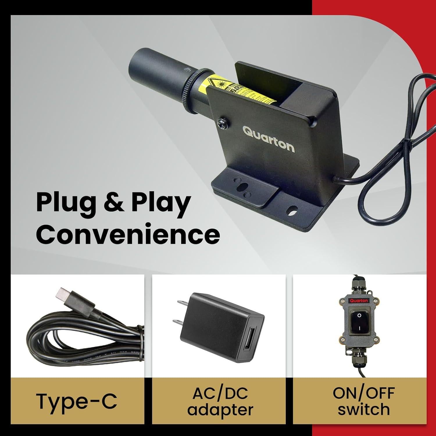 Nivel Láser ML-100 Quarton Línea Roja 30.48m Impermeable