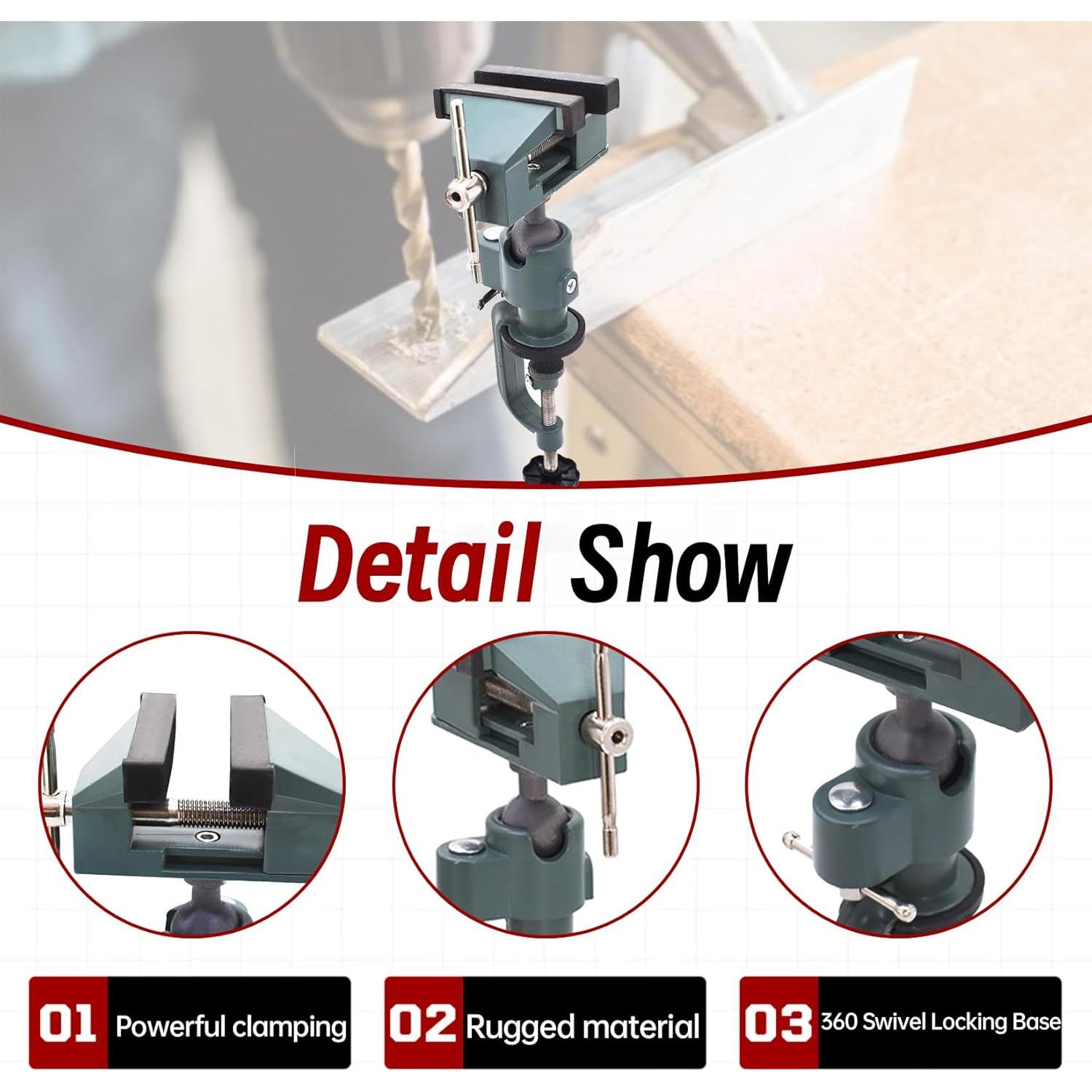 Vise de Banco Universal Findmall 8 cm Aluminio 360° Joyería