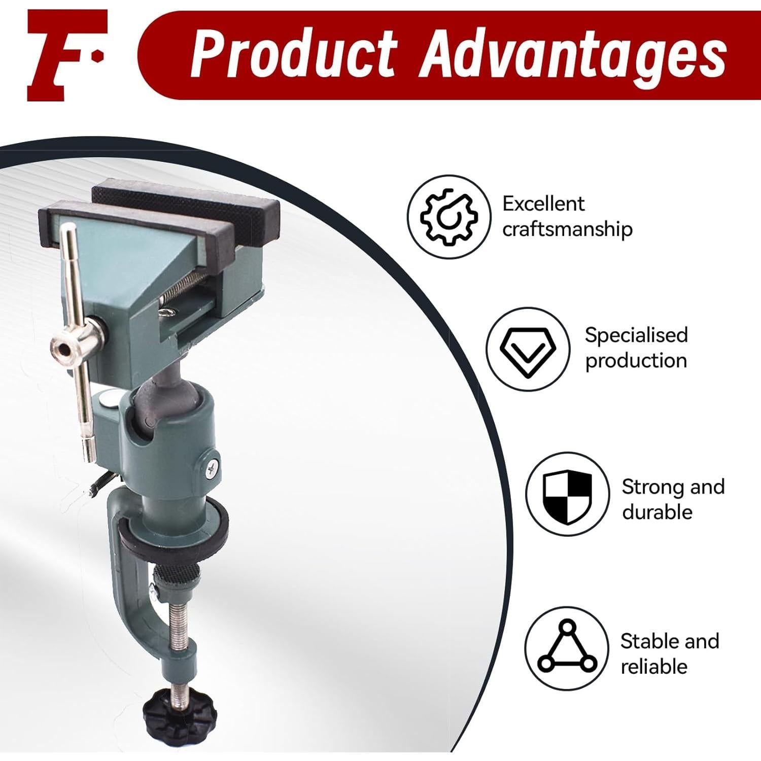 Vise de Banco Universal Findmall 8 cm Aluminio 360° Joyería