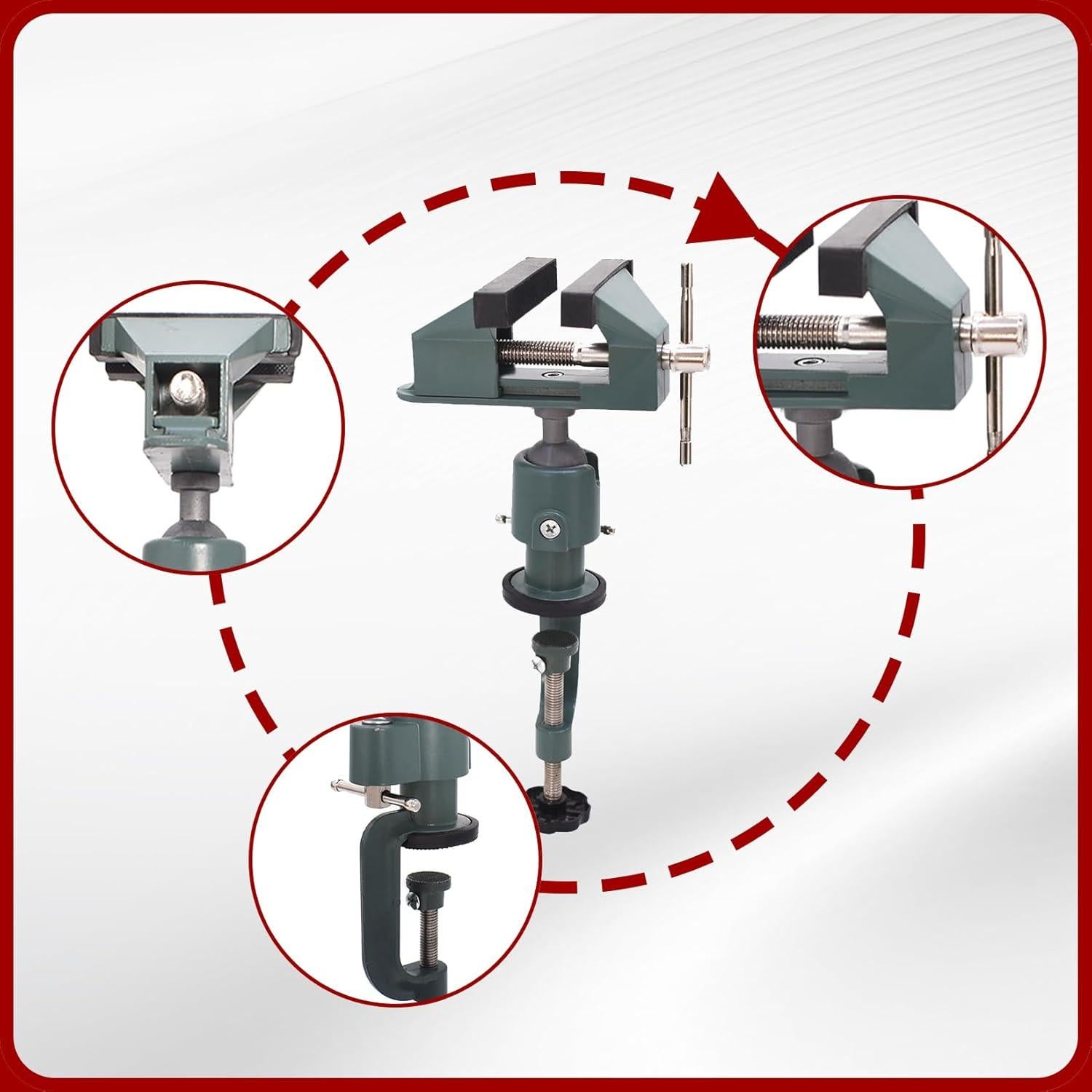 Vise de Banco Universal Findmall 8 cm Aluminio 360° Joyería