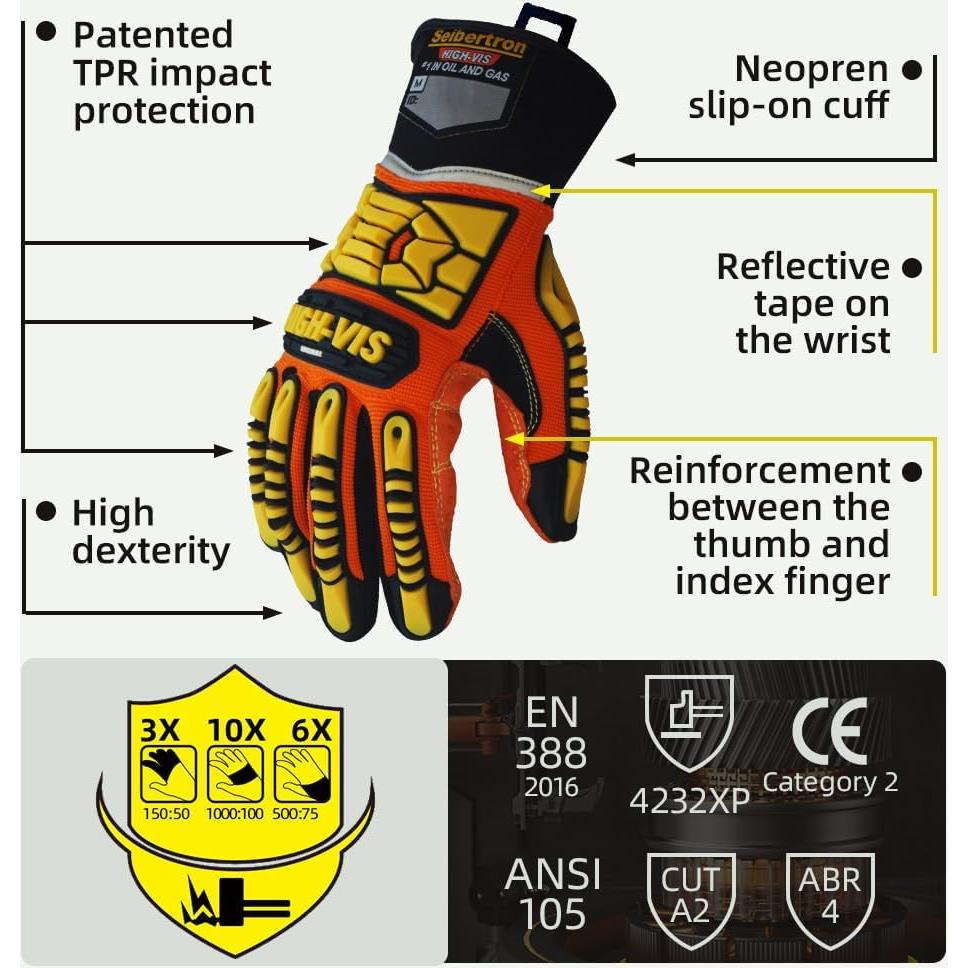 Guantes de Seguridad Seibertron SDX2 XS Resistentes a Impactos