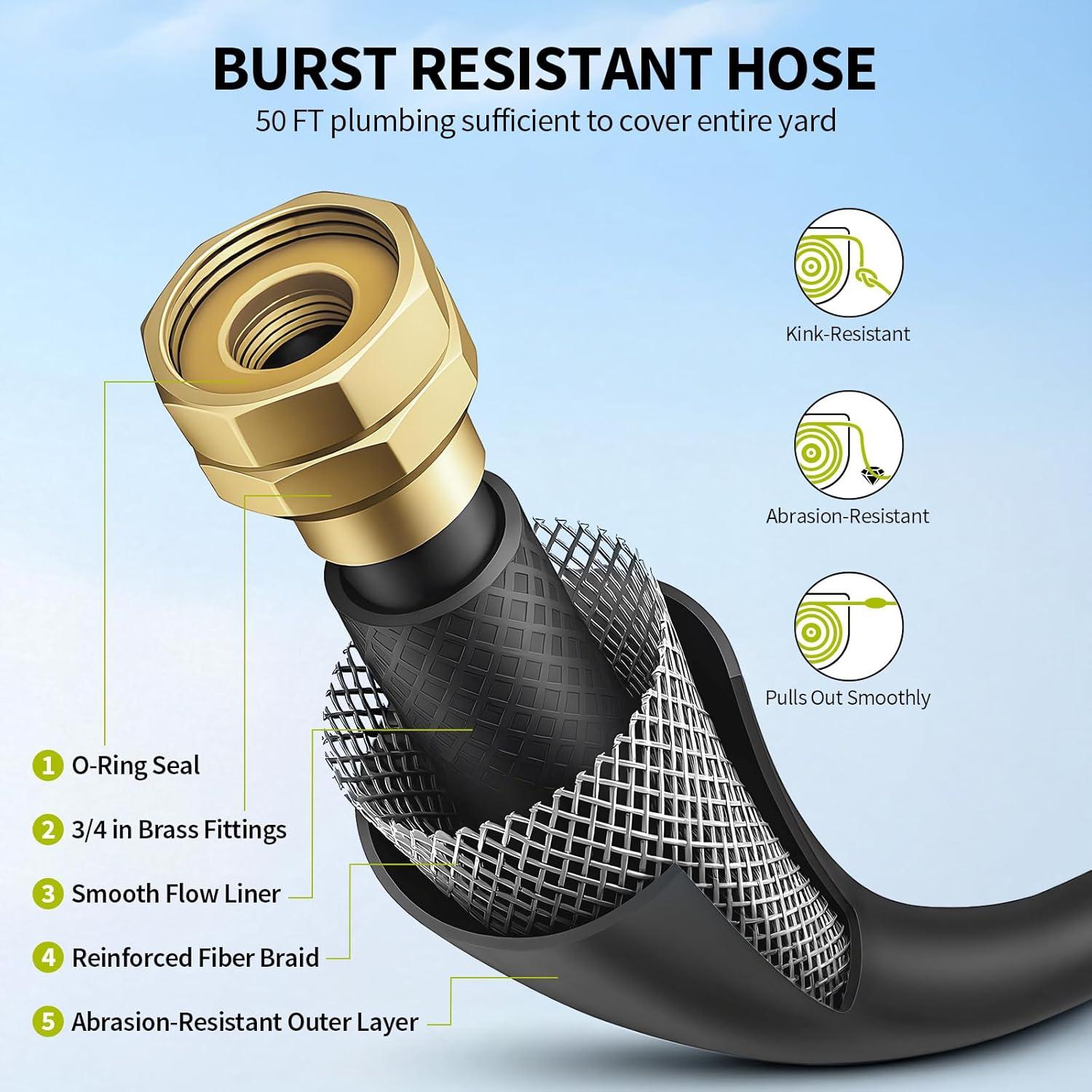 Carrete de Manguera de Jardín LUCKPRO 15.24m Retráctil Pared