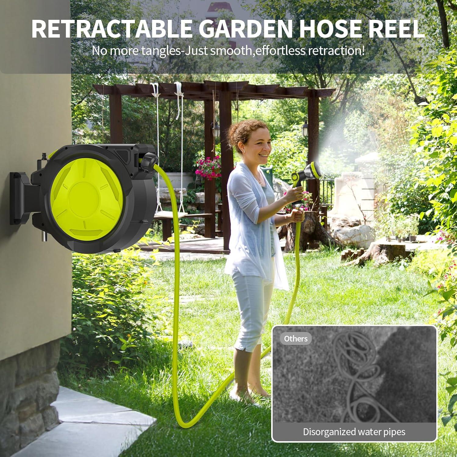 Carrete de Manguera de Jardín LUCKPRO 15.24m Retráctil Pared