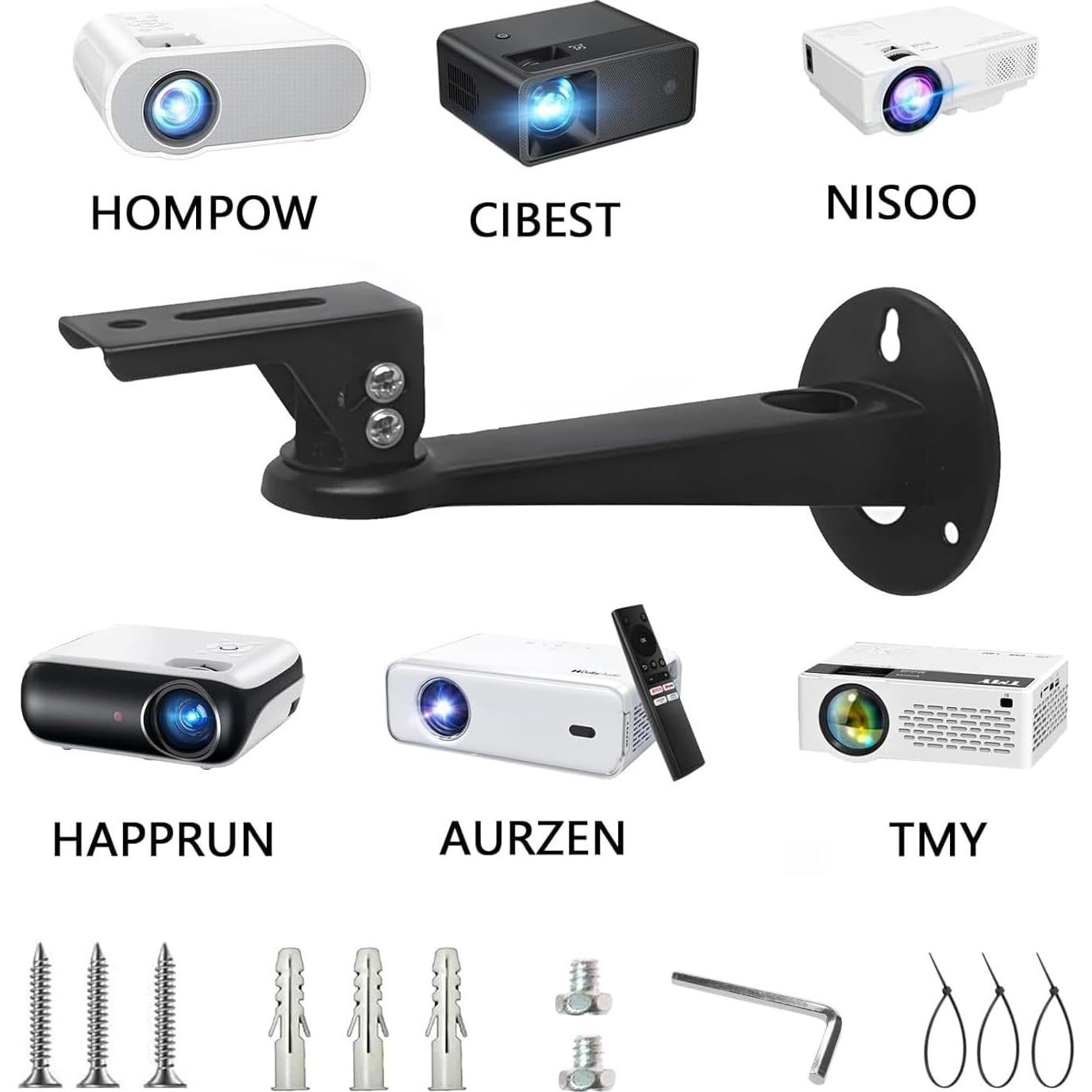 Soporte de Pared para Proyector 2-Be-Best Ajustable 360° Negro