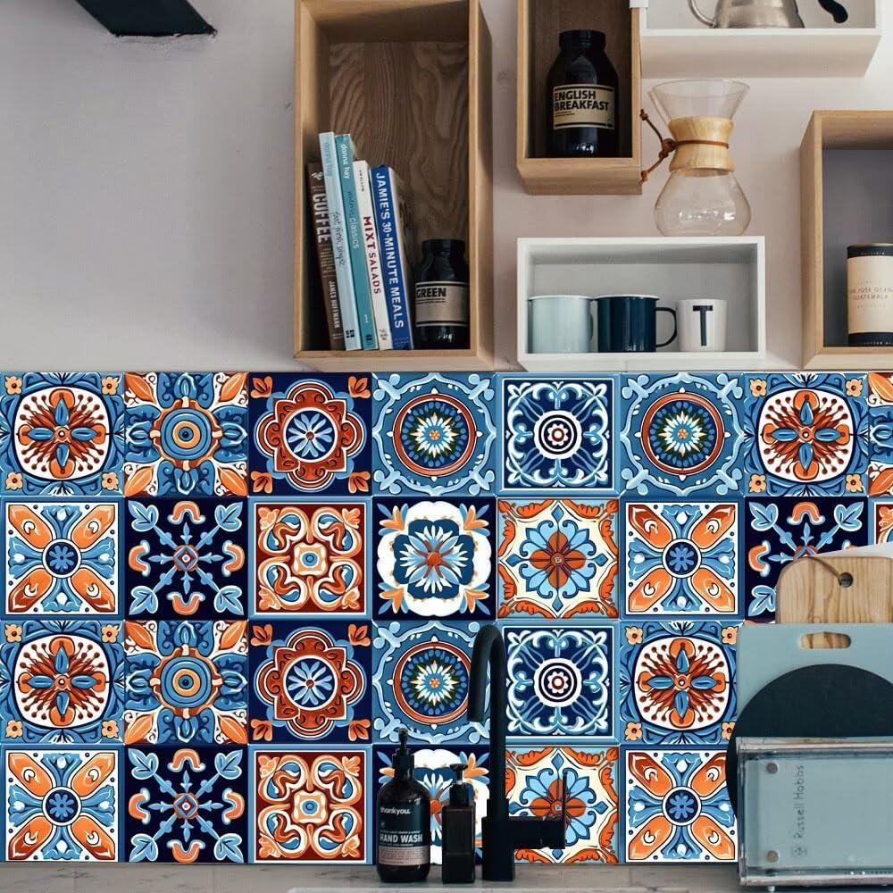 Calcomanías de Azulejos Autoadhesivas ArtisanAura 24 Pcs 15x15cm