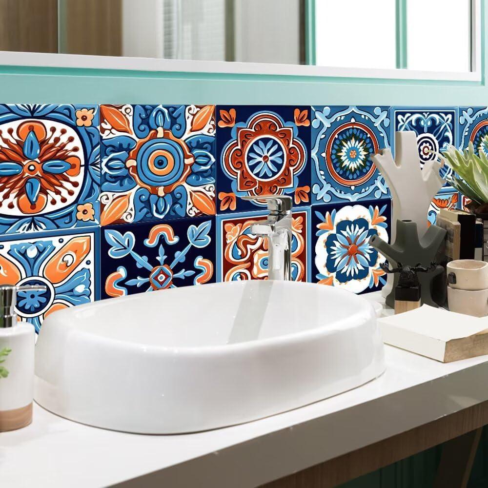 Calcomanías de Azulejos Autoadhesivas ArtisanAura 24 Pcs 15x15cm