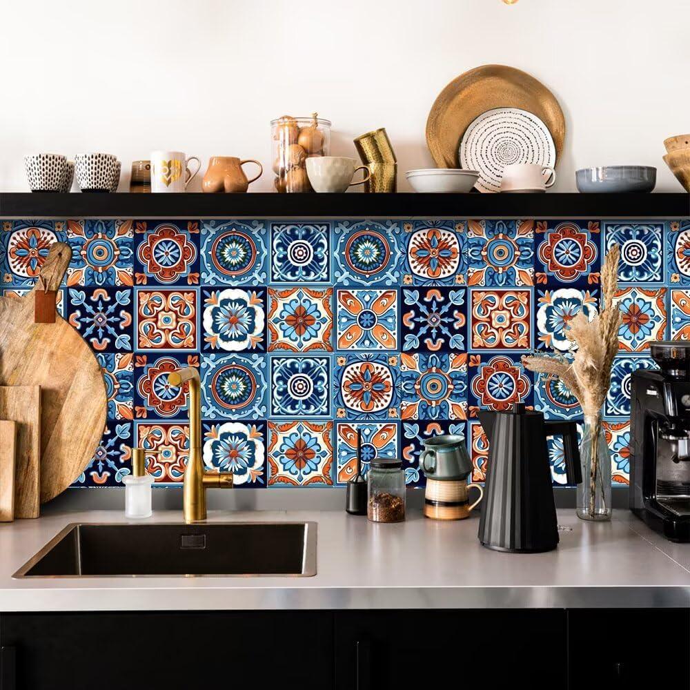 Calcomanías de Azulejos Autoadhesivas ArtisanAura 24 Pcs 15x15cm