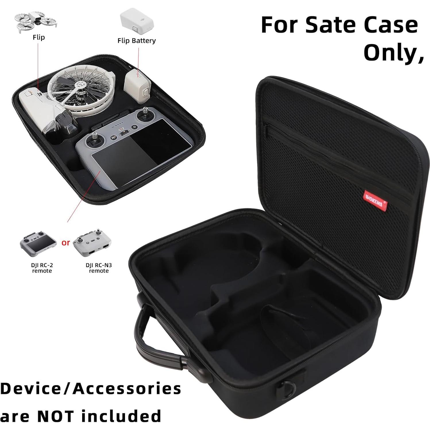 Father&I Drone Flip RC2 RCN3 Combo Accessories Only (Carry-ing) Protective Protector Case Carrier Box Hard Storage Bag Holder for DJI Flip Crossbody & Two Way Zipper, Black (NOT Silicone)